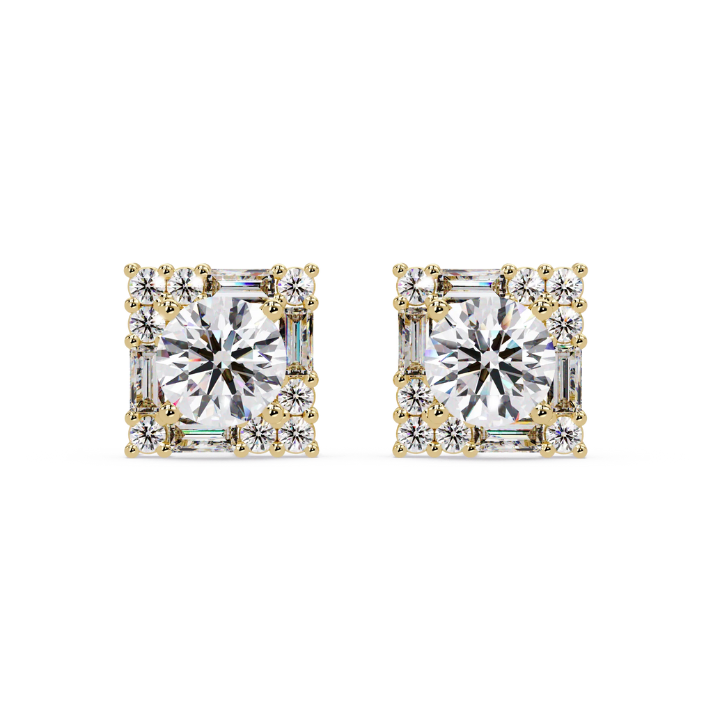 IGI Certified-3 Ct. Lab Grown Diamond (VS/E-F) Square Halo Diamond Stude Earring