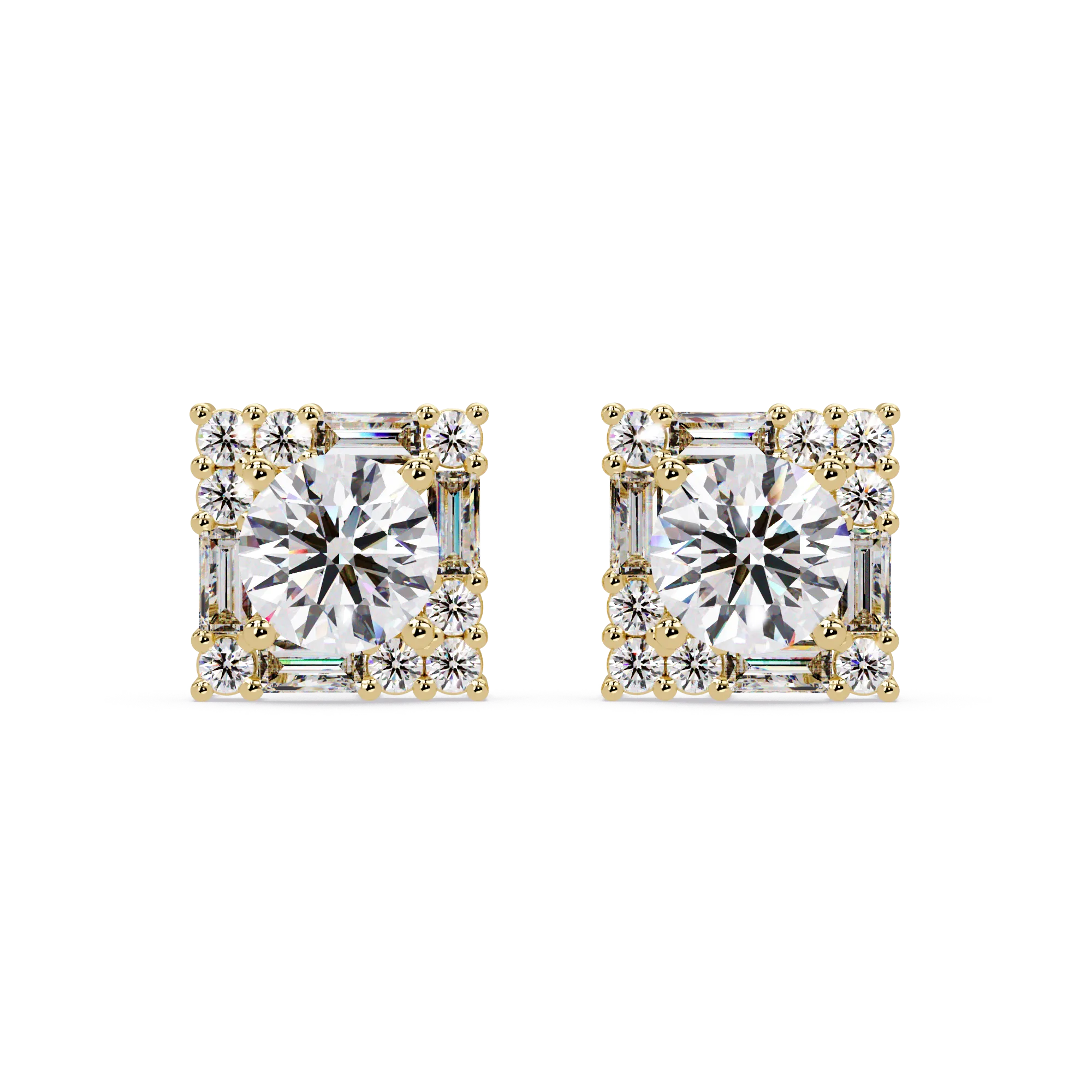 IGI Certified-3 Ct. Lab Grown Diamond (VS/E-F) Square Halo Diamond Stude Earring