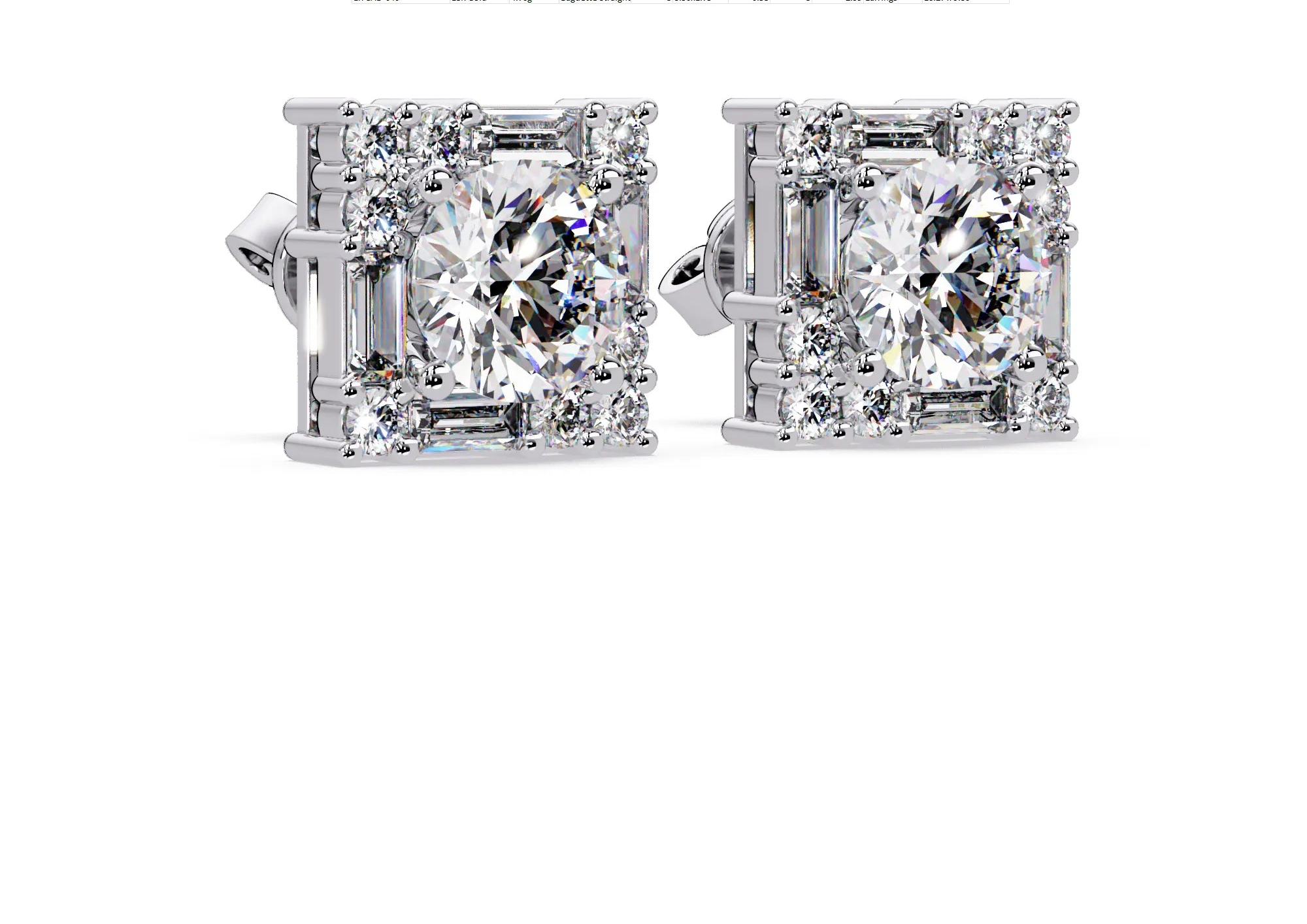 IGI Certified-3 Ct. Lab Grown Diamond (VS/E-F) Square Halo Diamond Stude Earring
