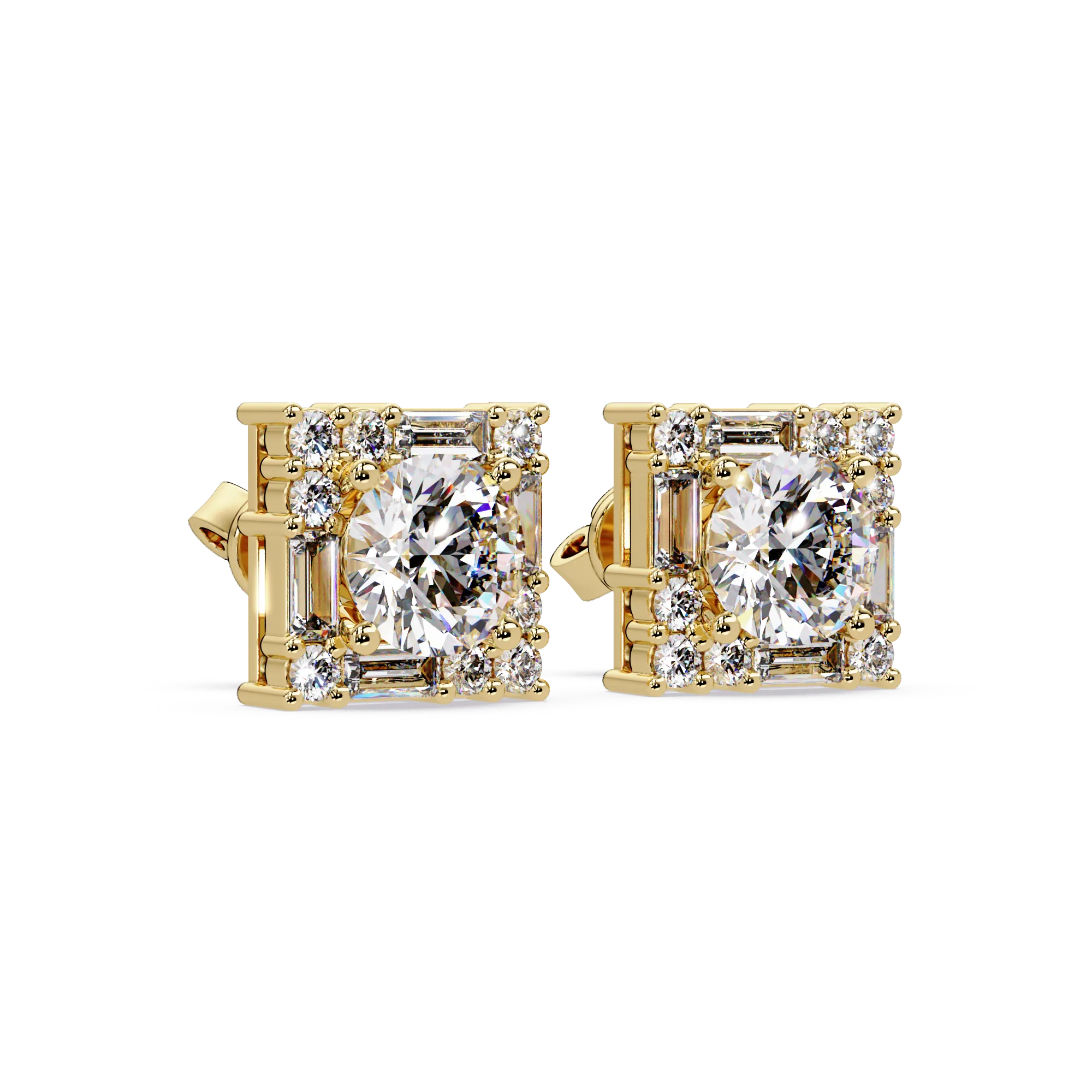 IGI Certified-3 Ct. Lab Grown Diamond (VS/E-F) Square Halo Diamond Stude Earring