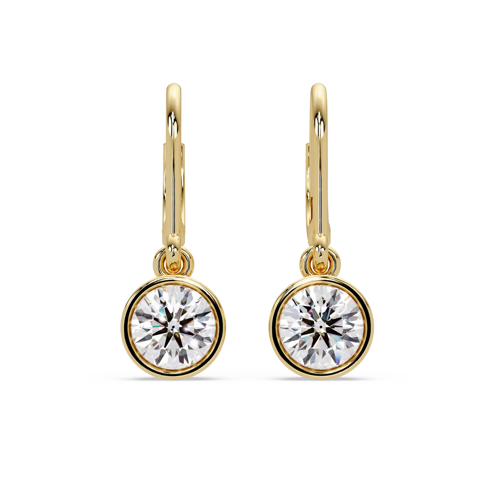 IGI Certified-2 Ct. Lab Grown Diamond (VS/E-F) Diamond Bezel-Set Leverback Earring