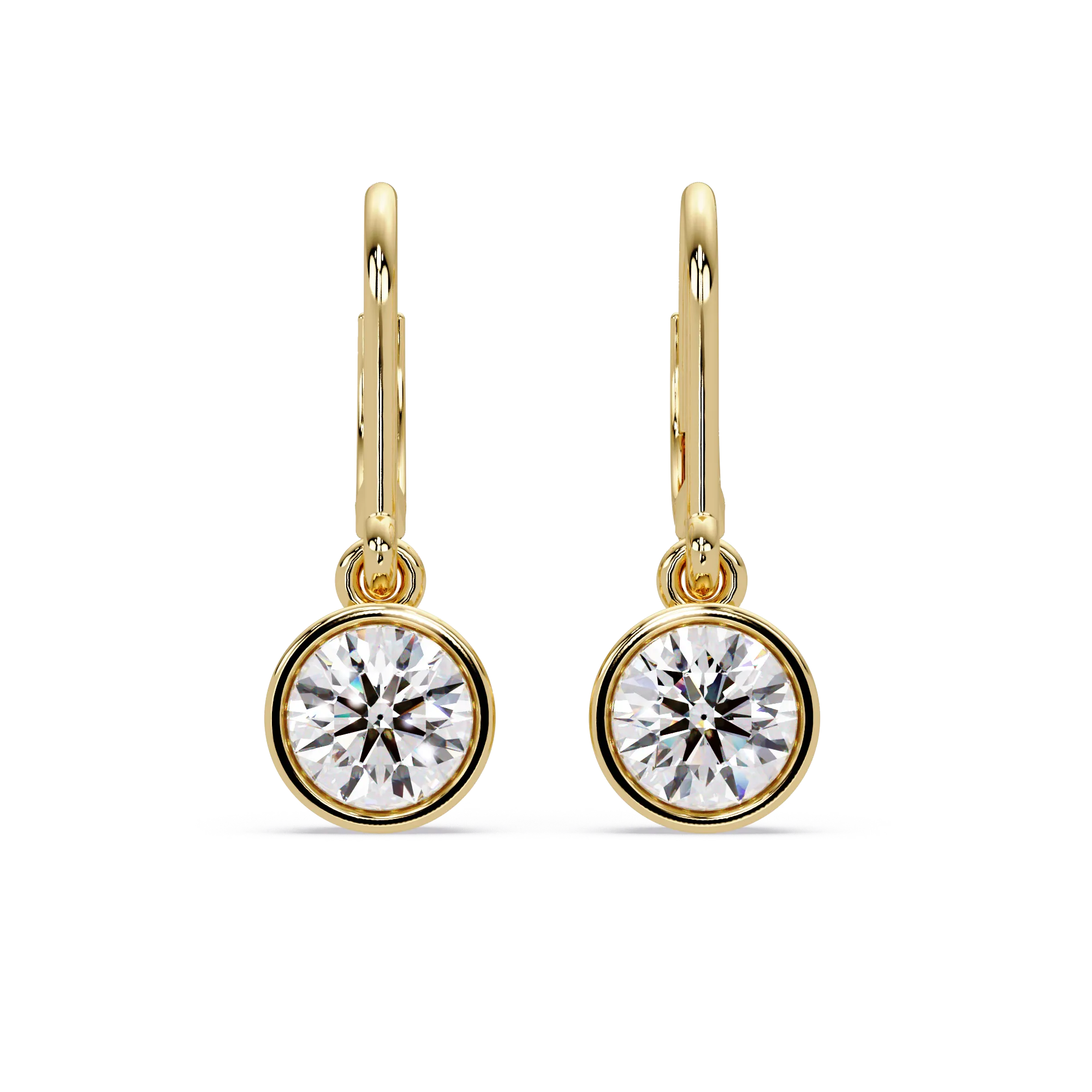 IGI Certified-2 Ct. Lab Grown Diamond (VS/E-F) Diamond Bezel-Set Leverback Earring