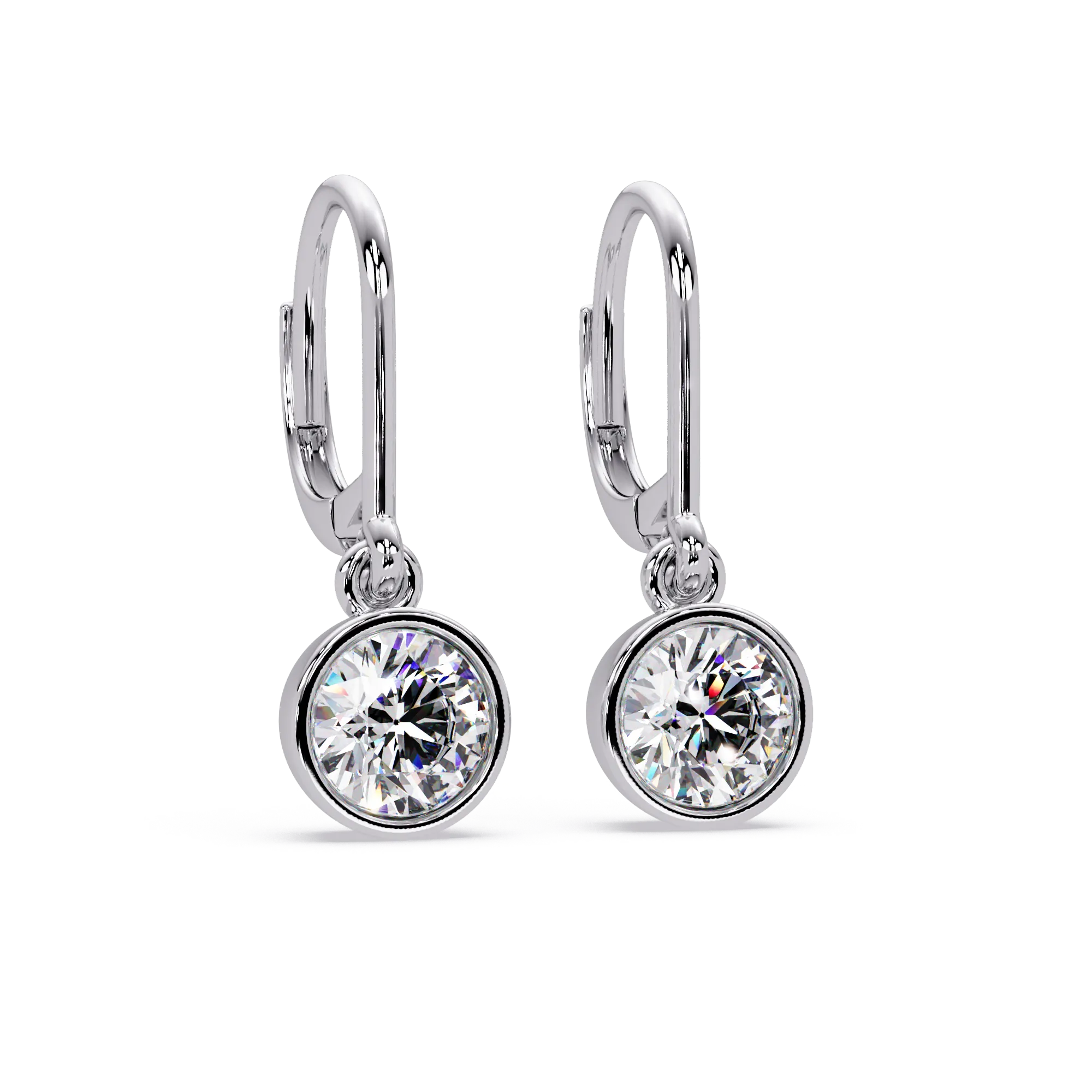 IGI Certified-2 Ct. Lab Grown Diamond (VS/E-F) Diamond Bezel-Set Leverback Earring