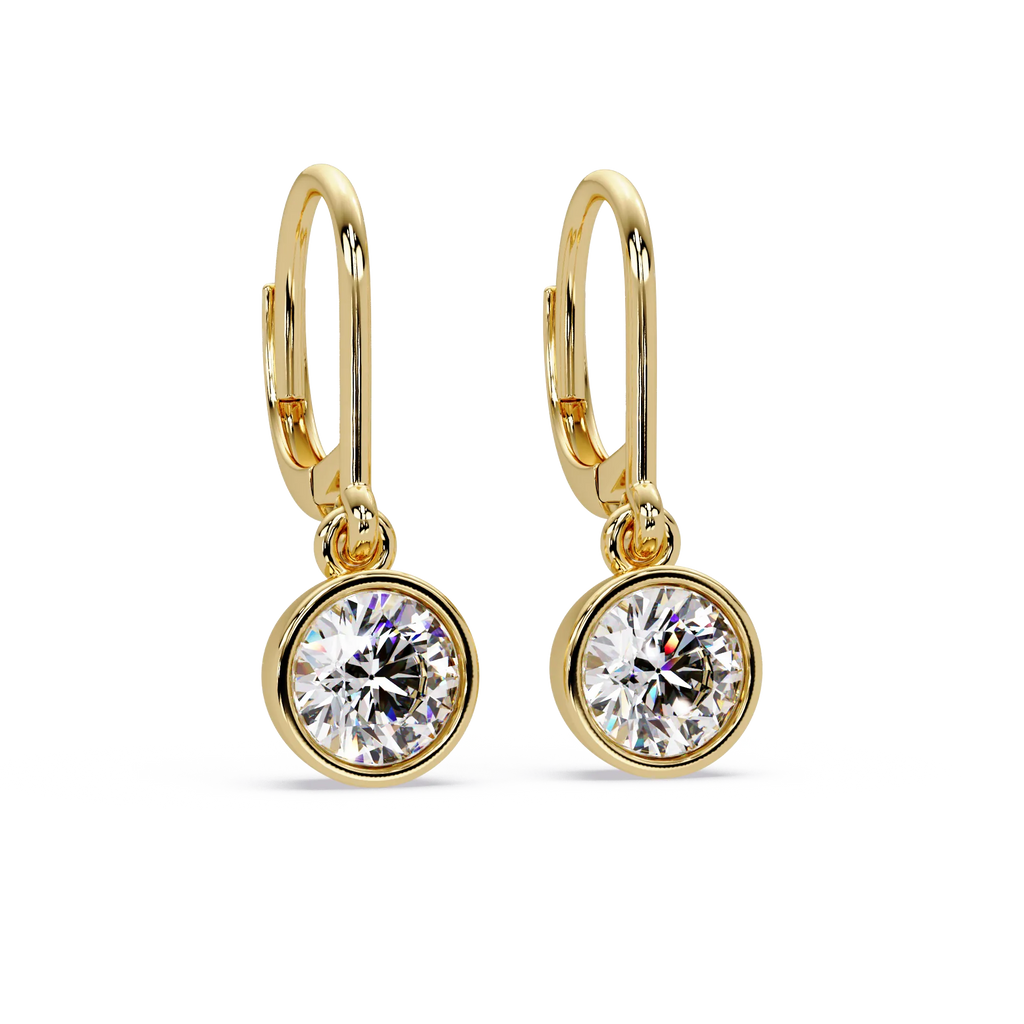 IGI Certified-2 Ct. Lab Grown Diamond (VS/E-F) Diamond Bezel-Set Leverback Earring