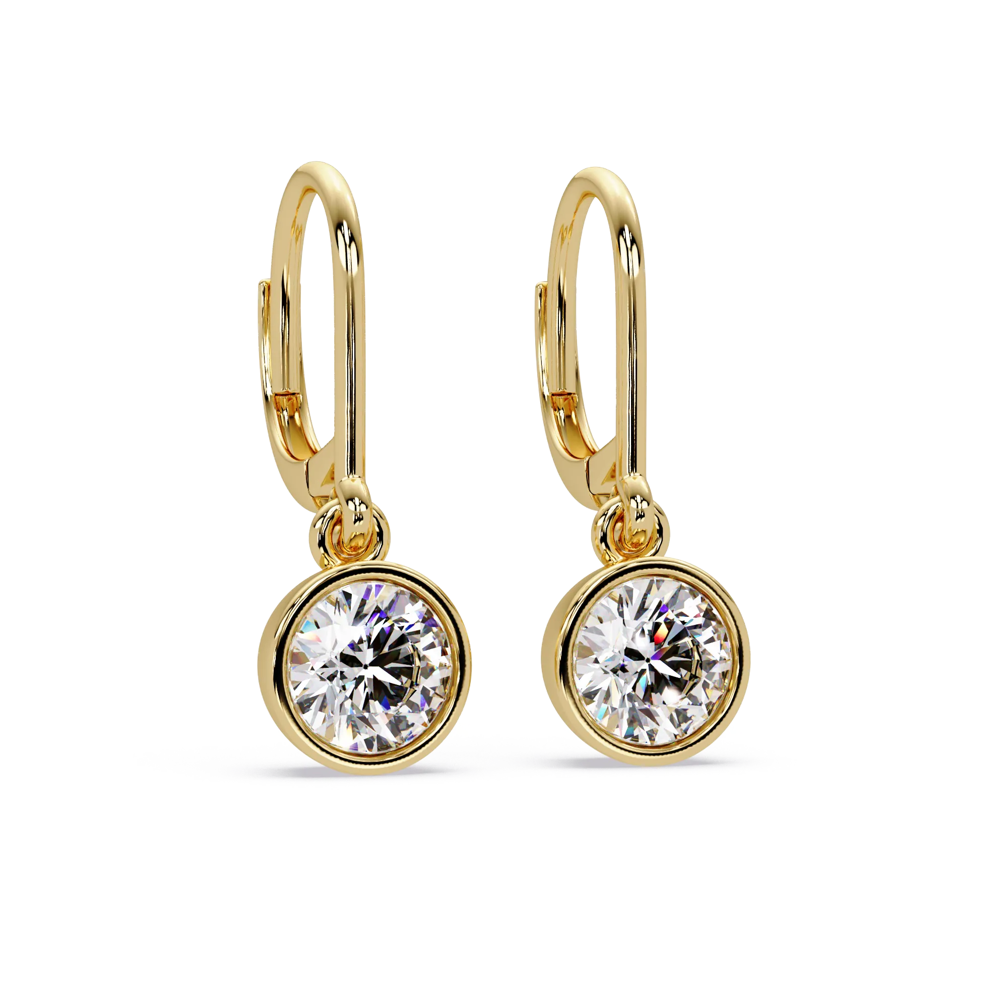 IGI Certified-2 Ct. Lab Grown Diamond (VS/E-F) Diamond Bezel-Set Leverback Earring