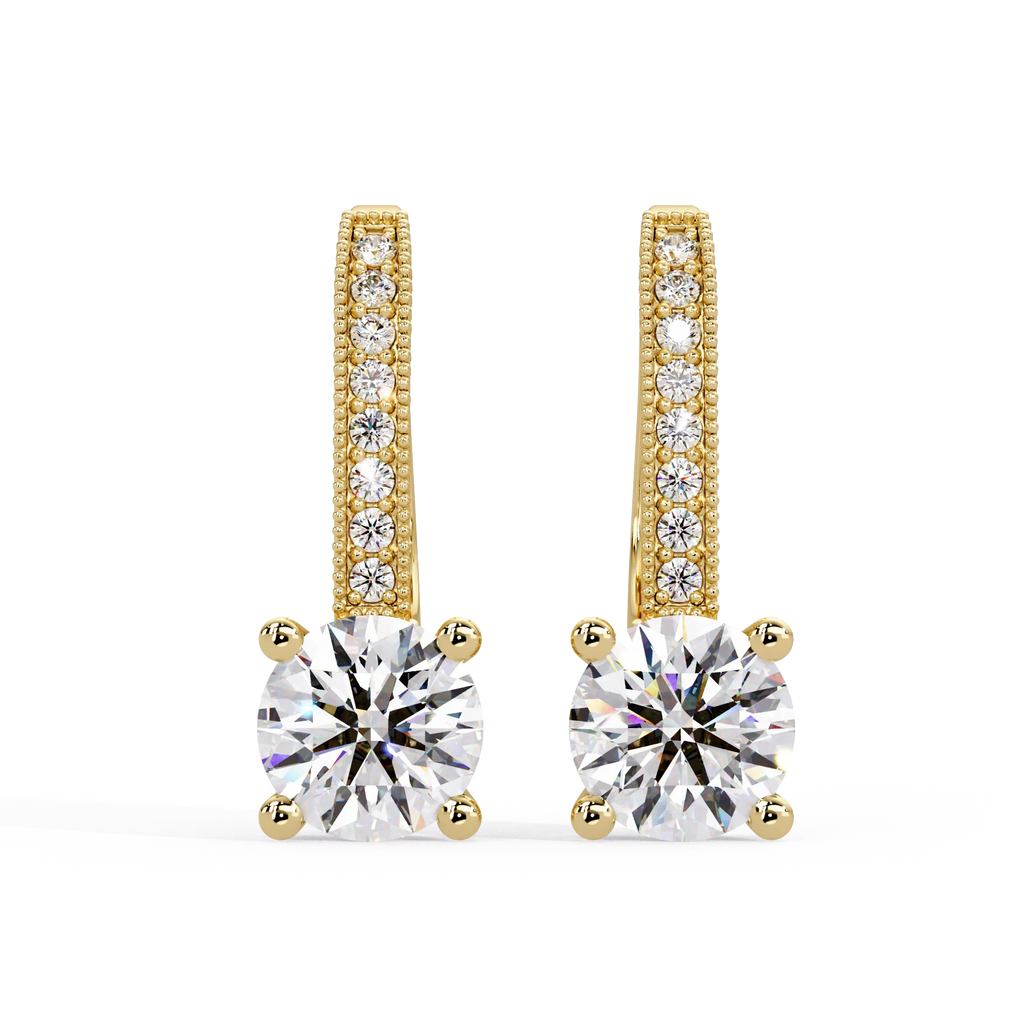 IGI Certified 2 Ct. Lab Grown Diamond (VS/E-F) Exquisite Round Diamond Drop Earring