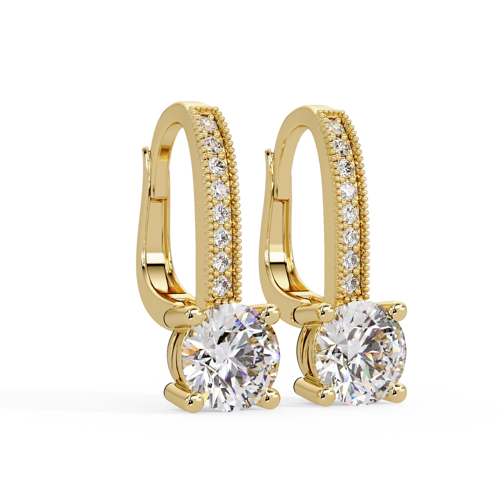 IGI Certified 2 Ct. Lab Grown Diamond (VS/E-F) Exquisite Round Diamond Drop Earring