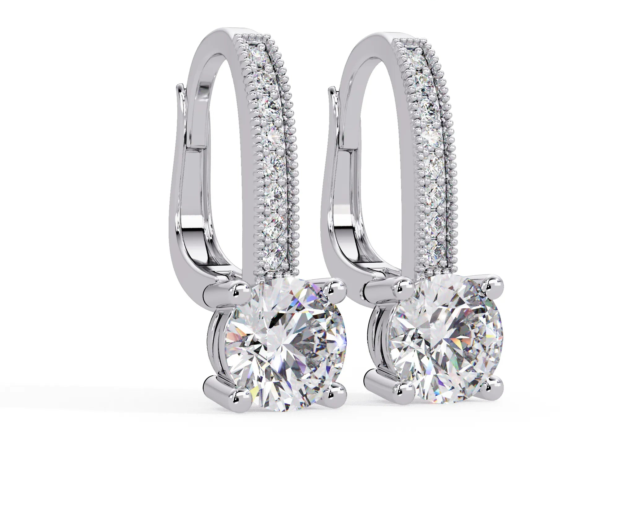 IGI Certified 2 Ct. Lab Grown Diamond (VS/E-F) Exquisite Round Diamond Drop Earring