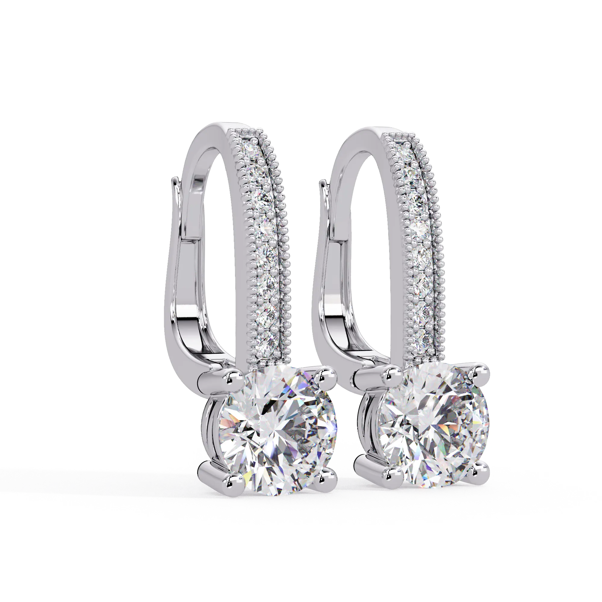 IGI Certified 2 Ct. Lab Grown Diamond (VS/E-F) Exquisite Round Diamond Drop Earring