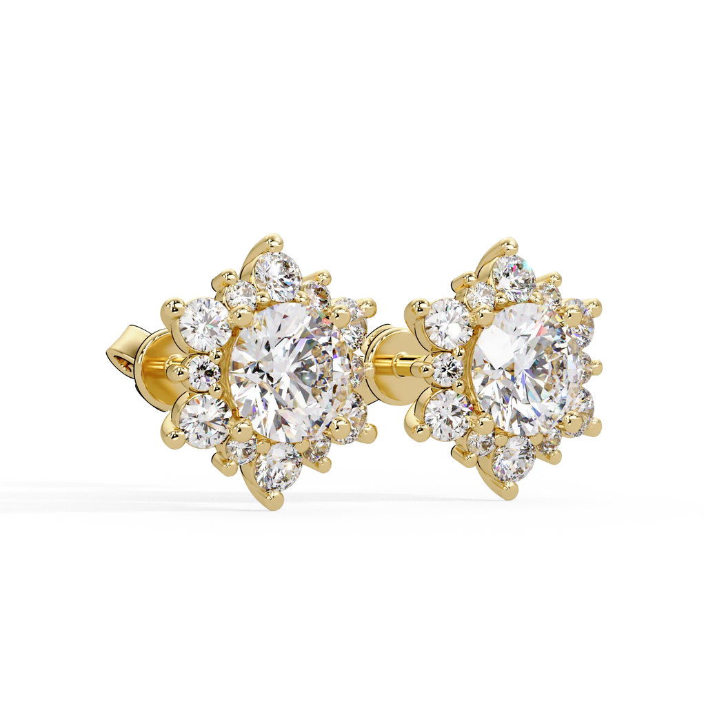 IGI Certified- 3 Ct. Lab Grown Diamond (VS/E-F) Diamond Cluster Stud Earrings Earring
