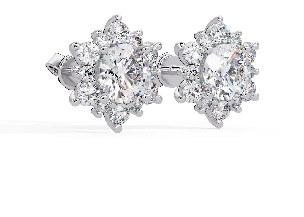 IGI Certified- 3 Ct. Lab Grown Diamond (VS/E-F) Diamond Cluster Stud Earrings Earring
