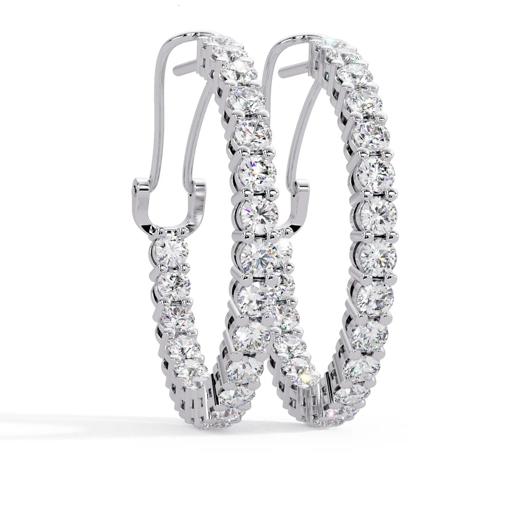 IGI Certified- 4.25 Ct. Lab Grown Diamond (VS/E-F) Diamond Hoop Earring