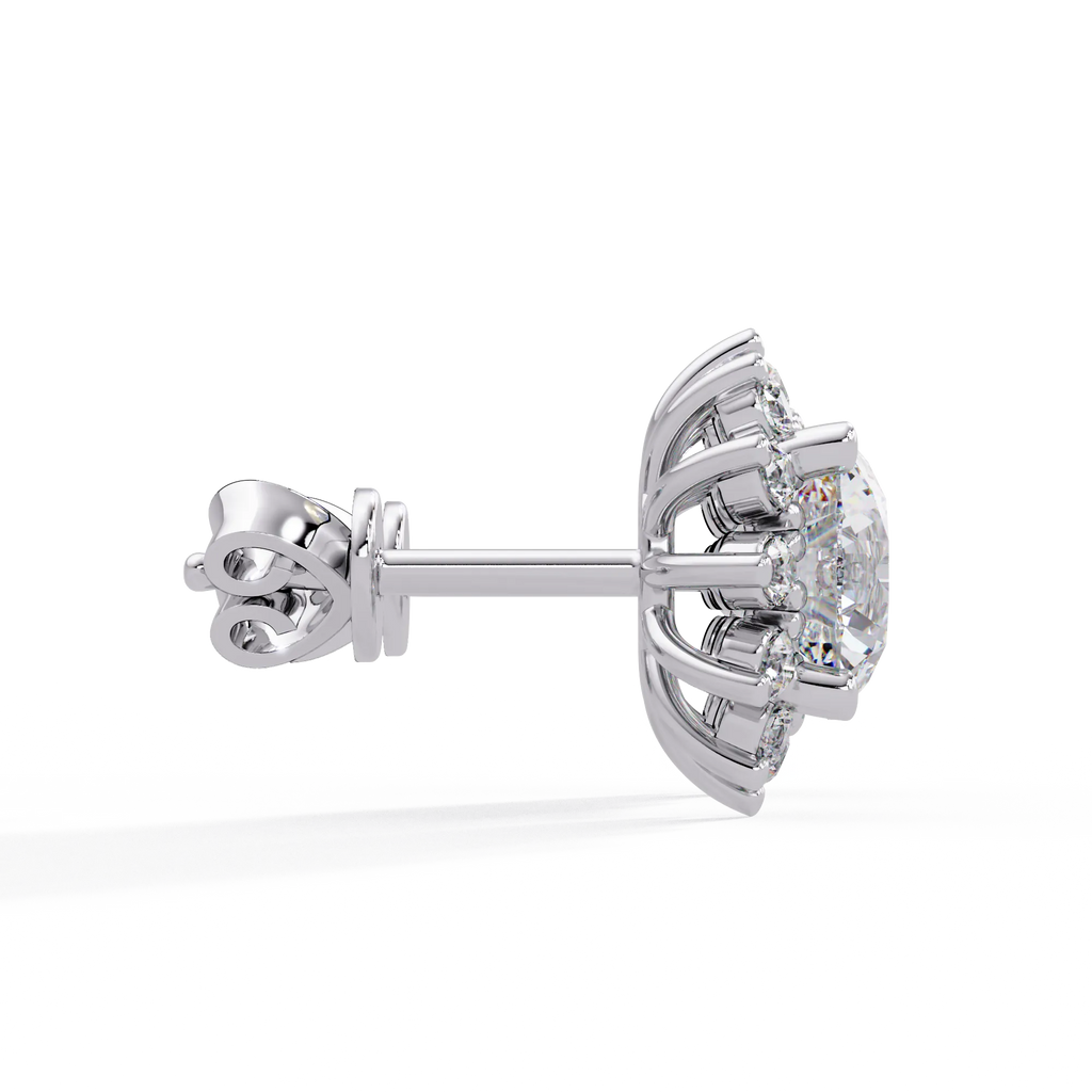 IGI Certified- 3 Ct. Lab Grown Diamond (VS/E-F) Sunburst Cluster | Elegant Diamond Halo Stud Earrings