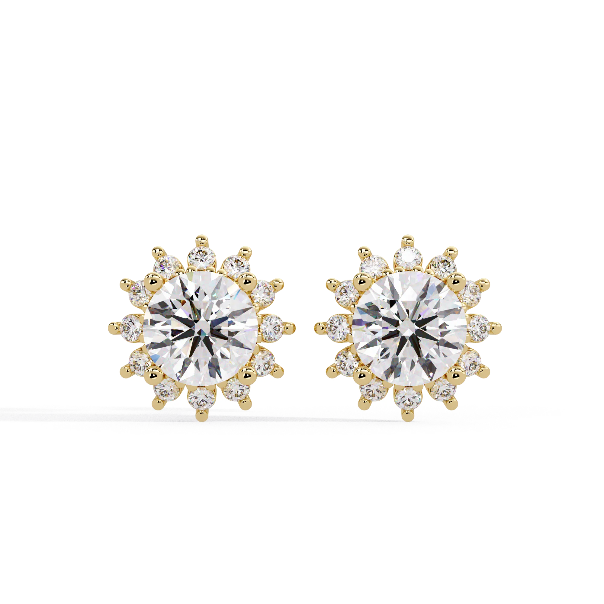 IGI Certified- 3 Ct. Lab Grown Diamond (VS/E-F) Sunburst Cluster | Elegant Diamond Halo Stud Earrings