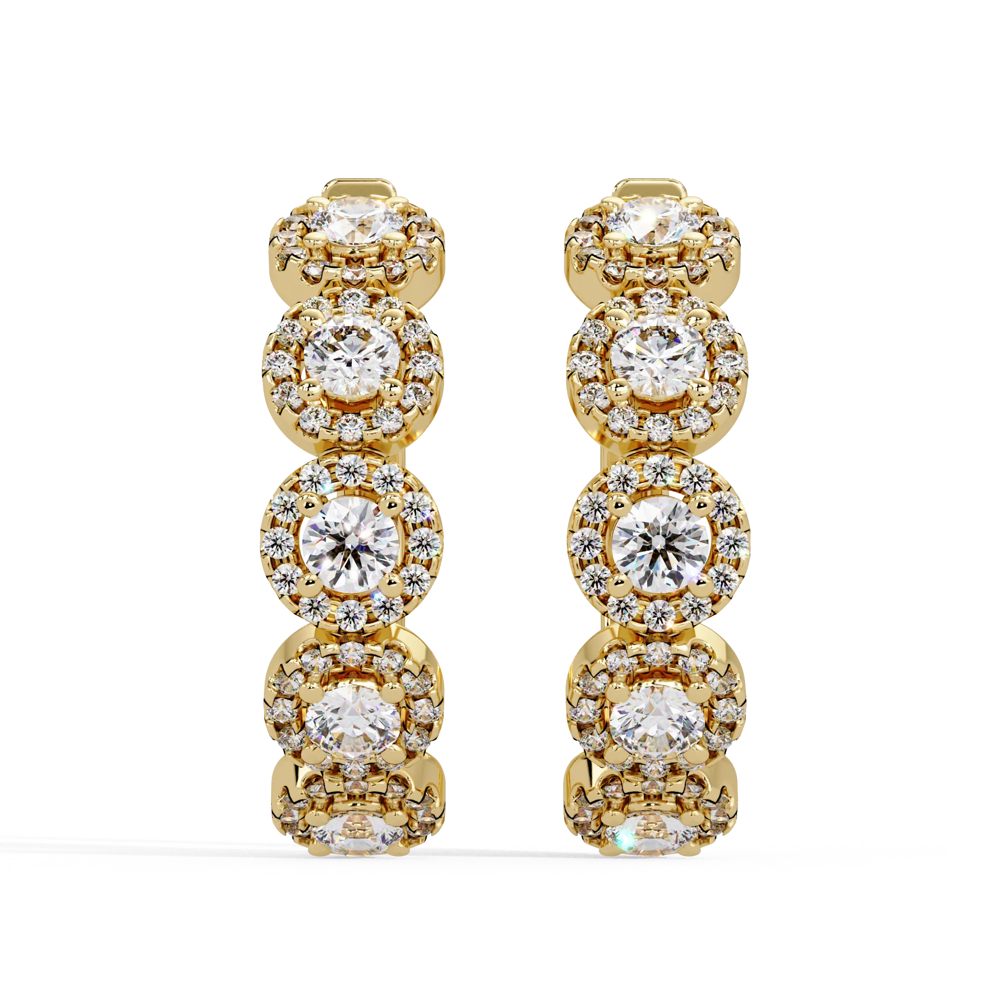 IGI Certified- 1.5 Ct. Lab Grown Diamond (VS/E-F) Multi-Cluster Diamond Halo Hoop Earrings