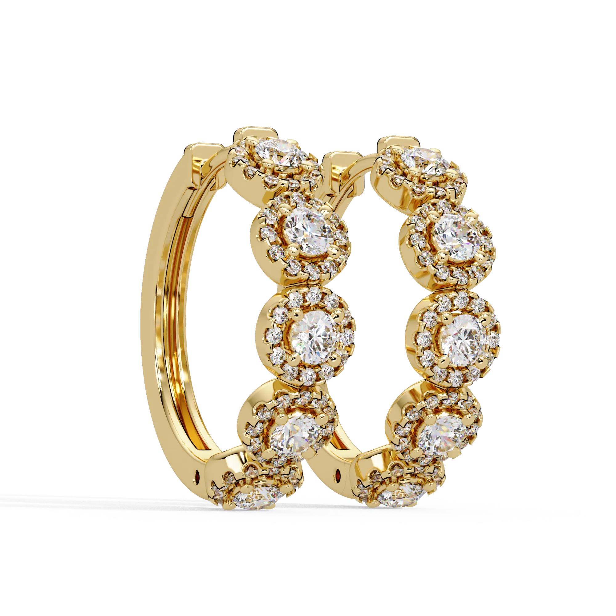 IGI Certified- 1.5 Ct. Lab Grown Diamond (VS/E-F) Multi-Cluster Diamond Halo Hoop Earrings