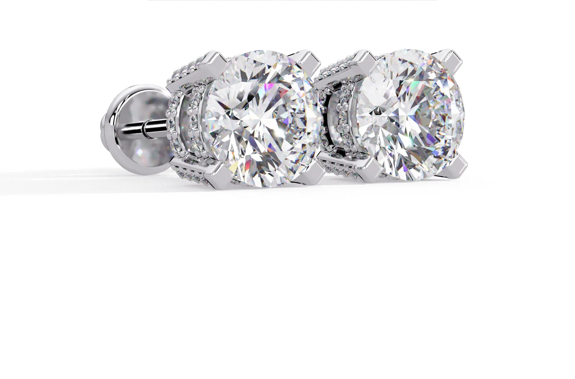 IGI Certified- 3 Ct. Lab Grown Diamond (VS/E-F) Elegant Diamond Stud Earrings