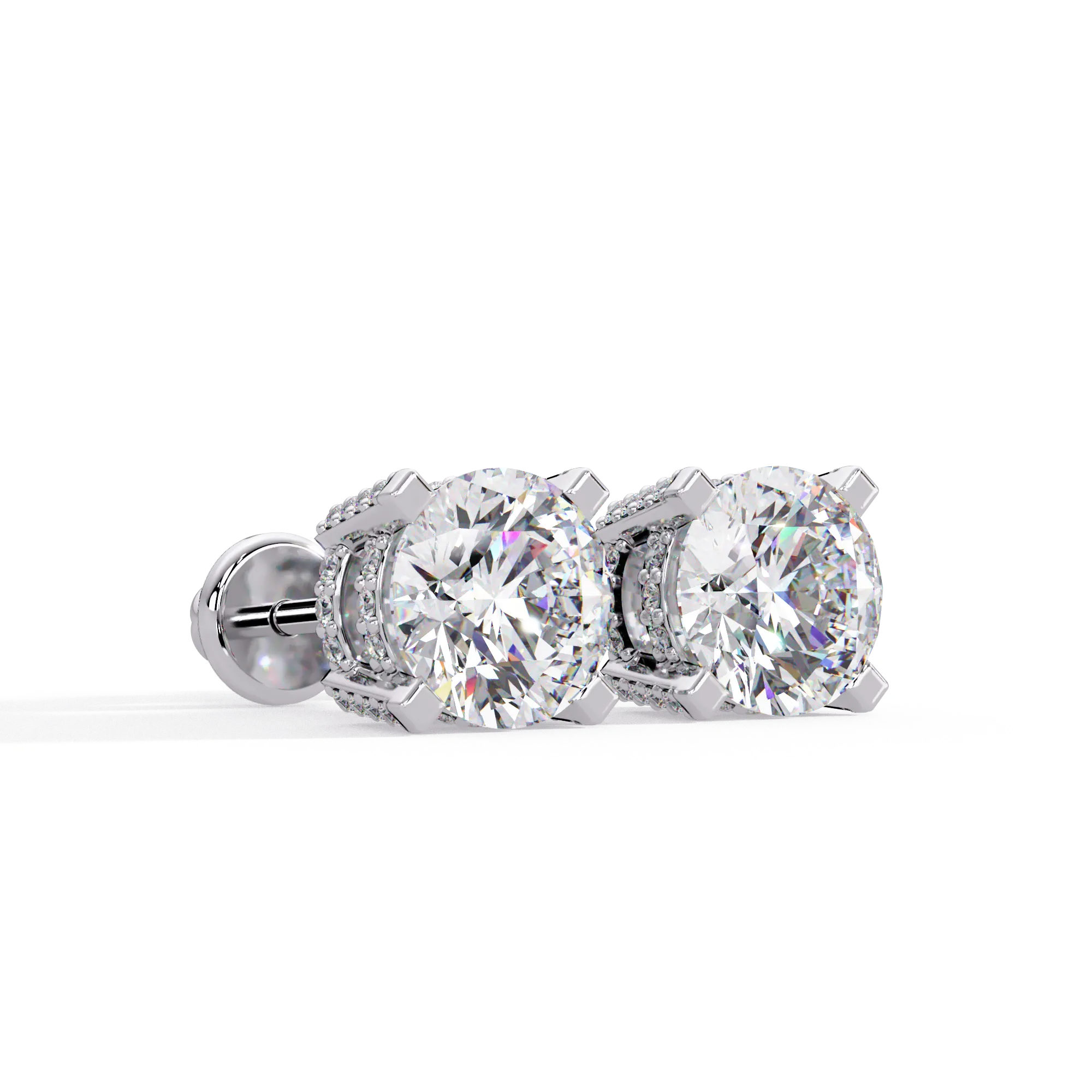 IGI Certified- 3 Ct. Lab Grown Diamond (VS/E-F) Elegant Diamond Stud Earrings