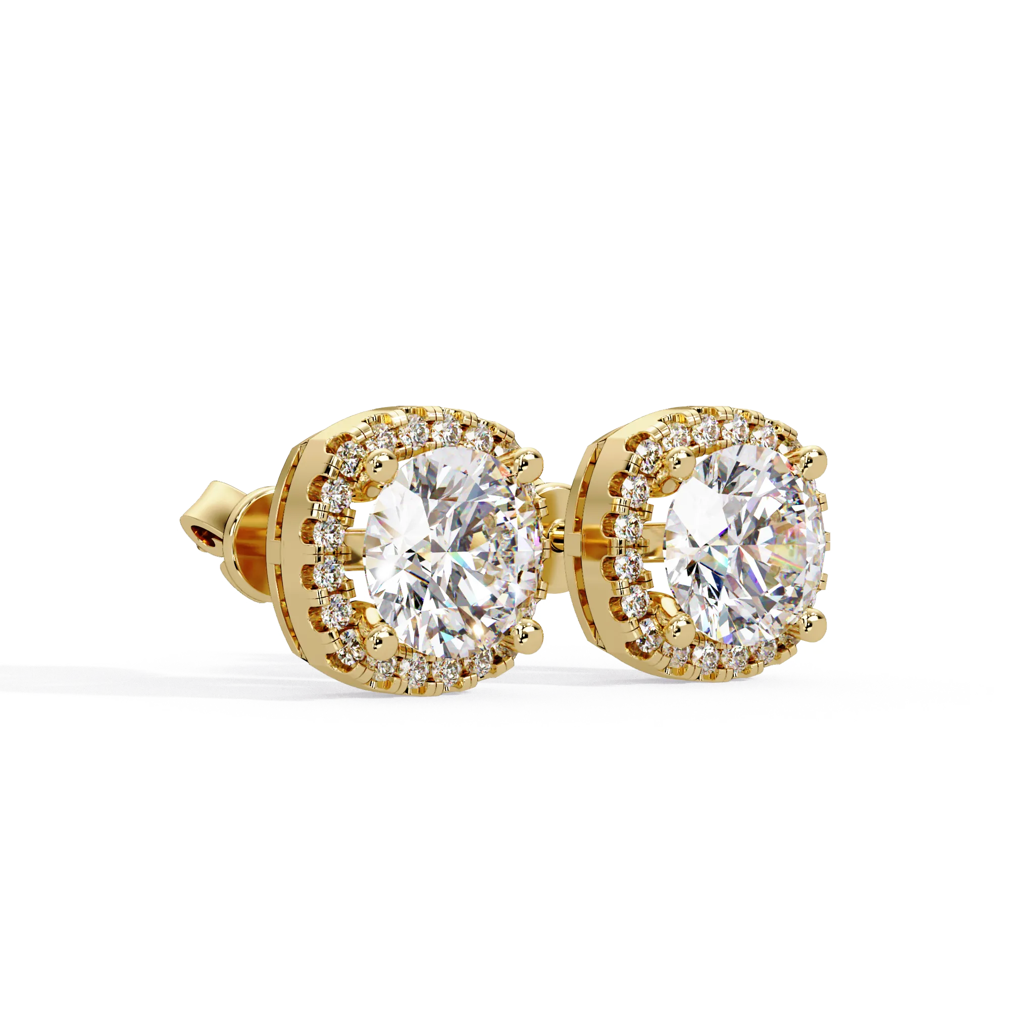 IGI Certified- 3 Ct. Lab Grown Diamond (VS/E-F) Cushion-Shaped Diamond Halo Stud Earrings
