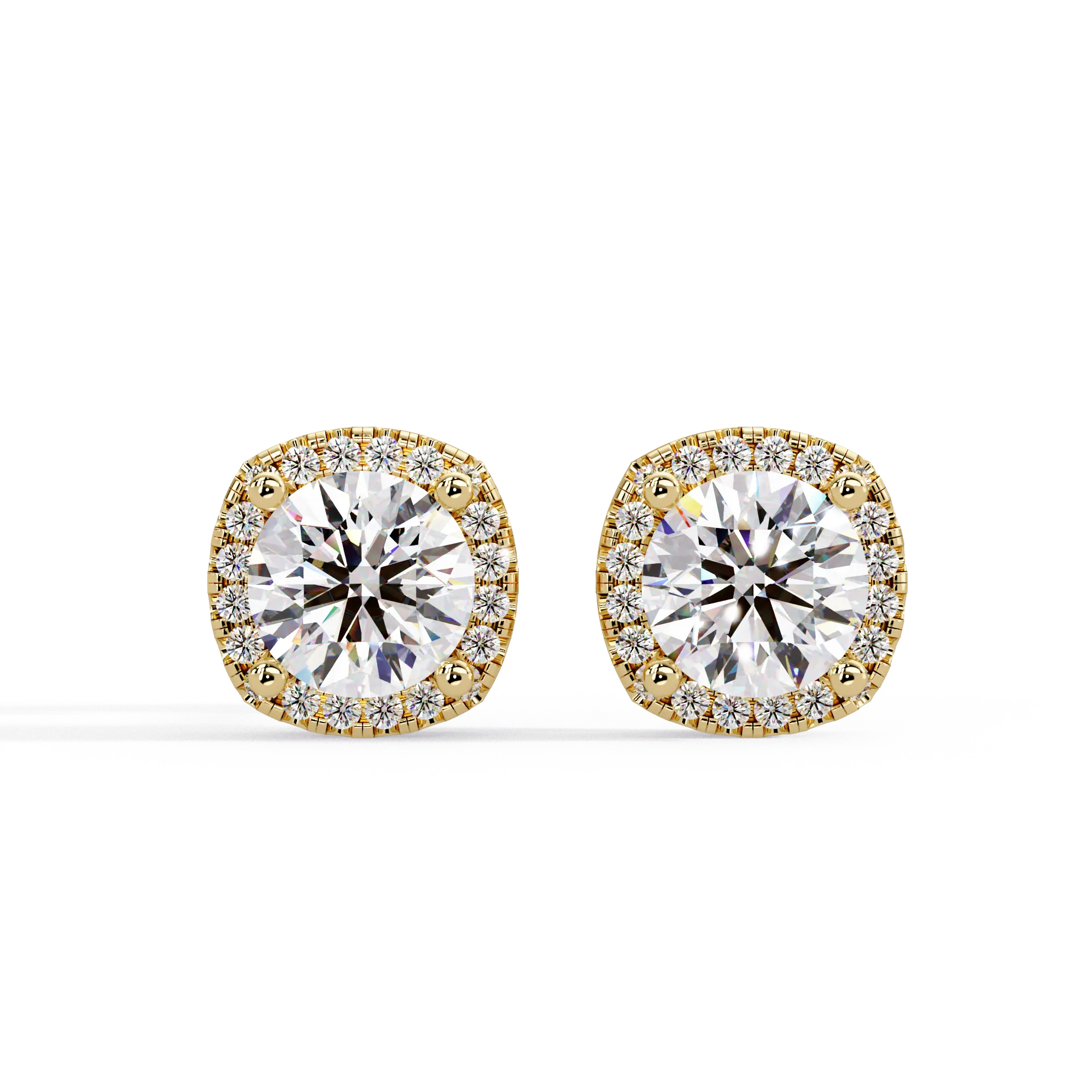IGI Certified- 3 Ct. Lab Grown Diamond (VS/E-F) Cushion-Shaped Diamond Halo Stud Earrings