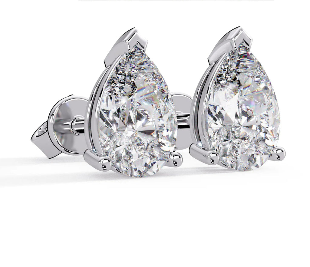 IGI Certified- 2 Ct. Lab Grown Diamond (VS/E-F) Pear Cut Diamond Stud Earrings