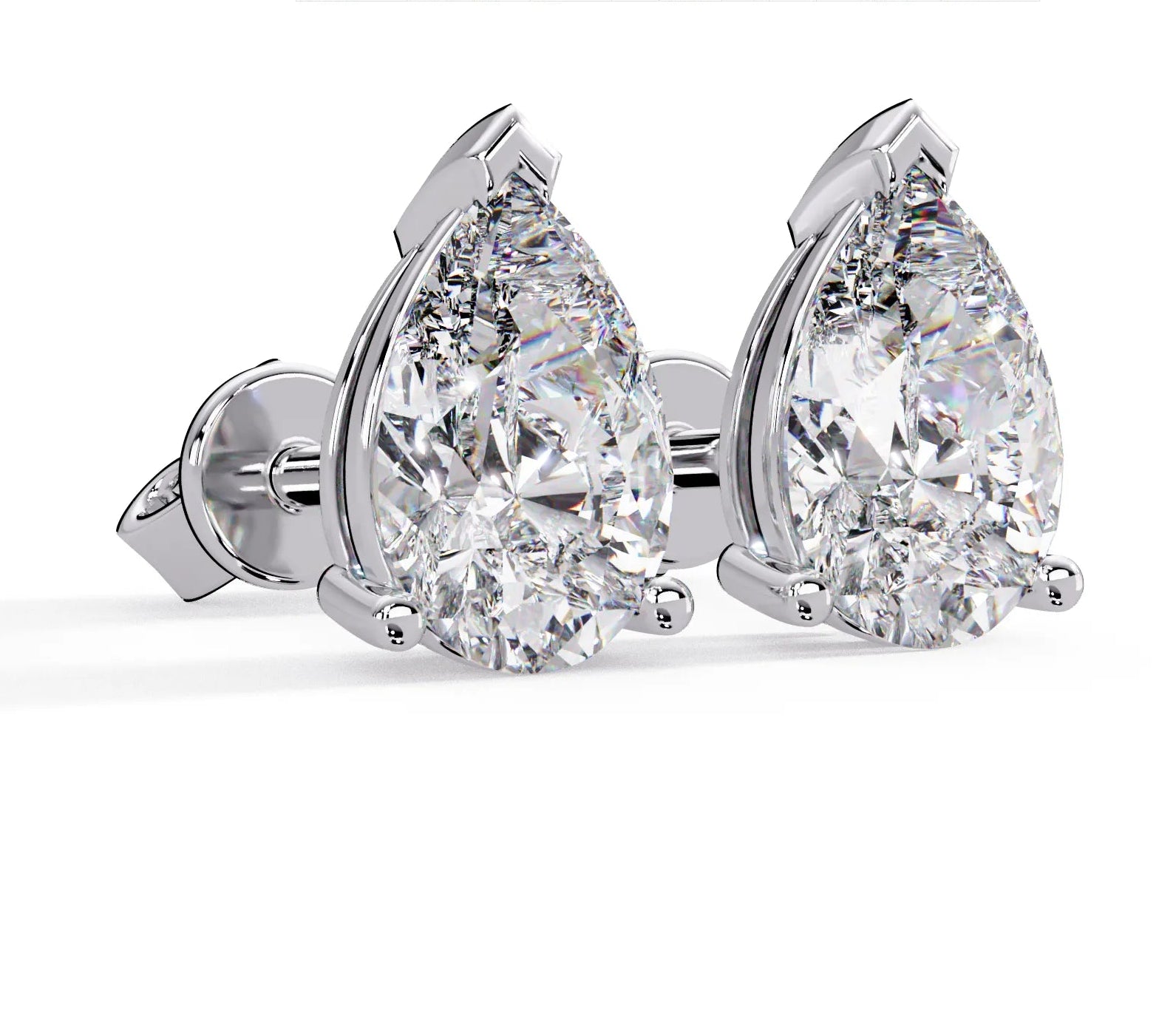 IGI Certified- 2 Ct. Lab Grown Diamond (VS/E-F) Pear Cut Diamond Stud Earrings