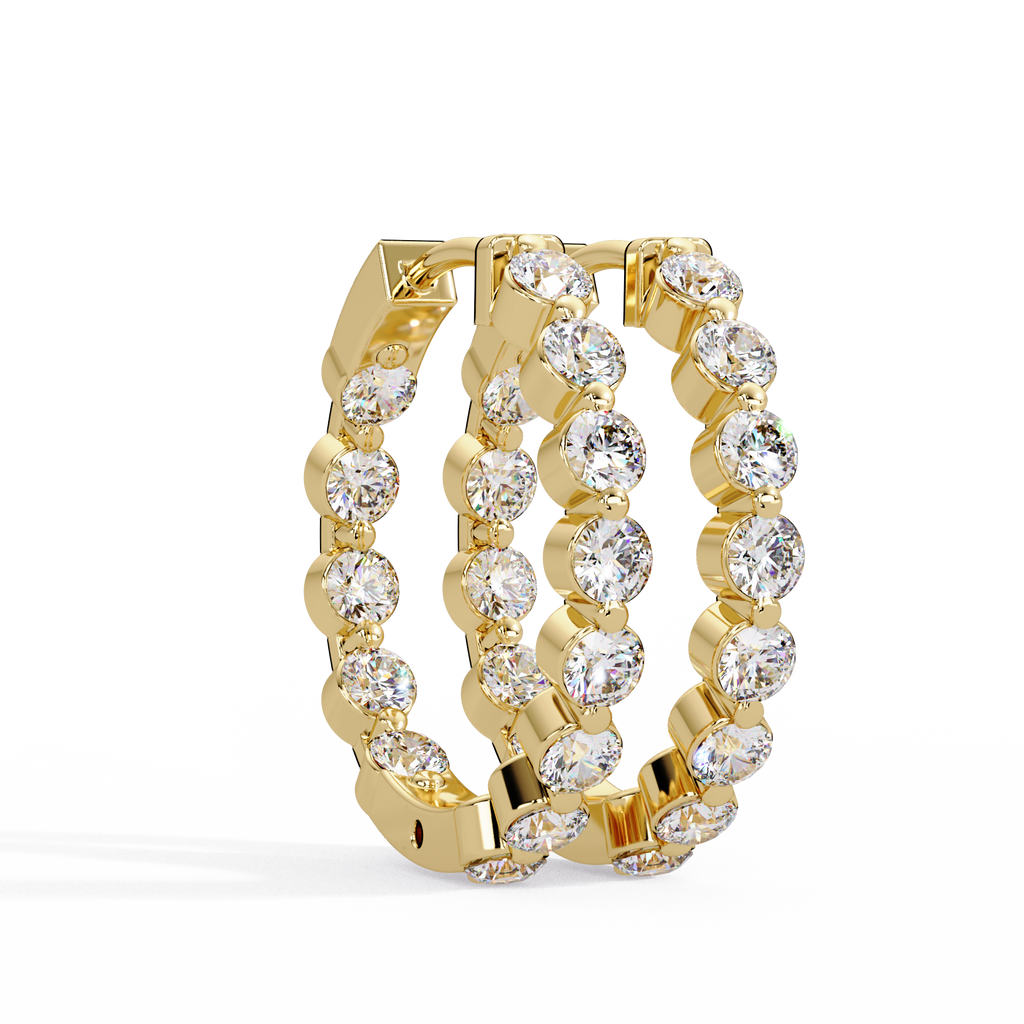 IGI Certified- 2 Ct. Lab Grown Diamond (VS/E-F) Out Bezel-Set Diamond Eternity Hoop Earrings