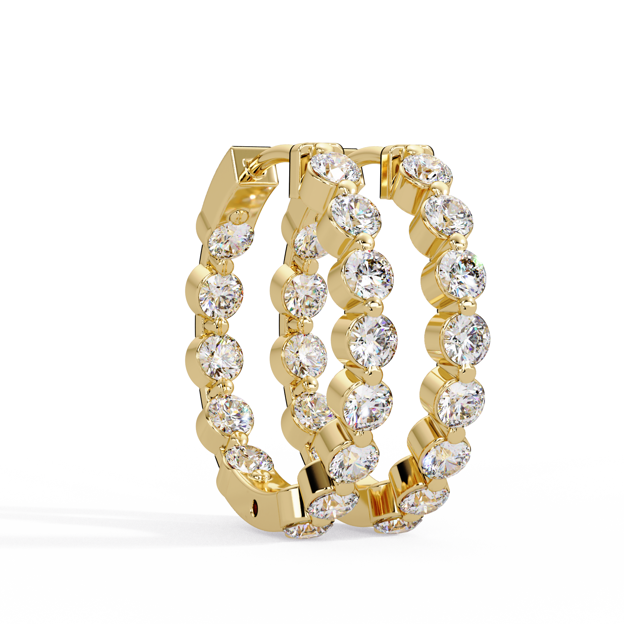 IGI Certified- 2 Ct. Lab Grown Diamond (VS/E-F) Out Bezel-Set Diamond Eternity Hoop Earrings