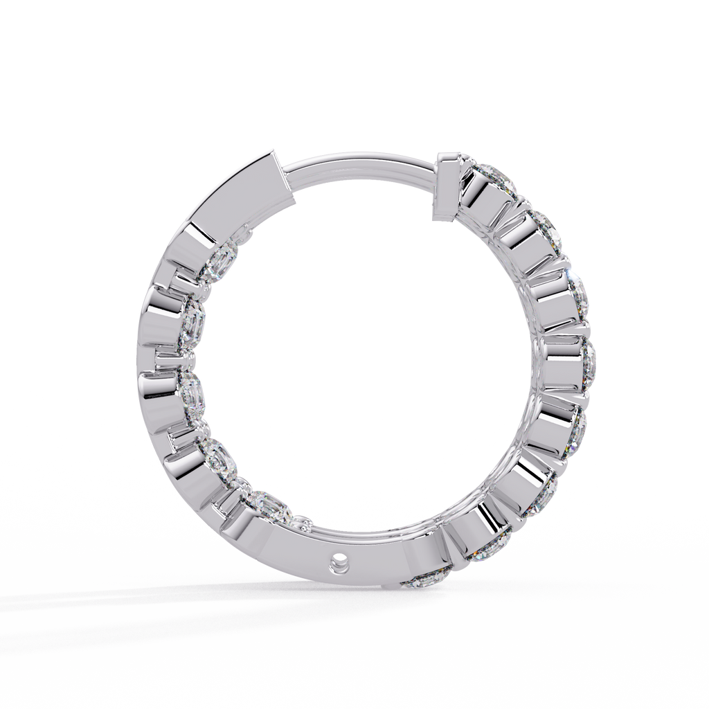 IGI Certified- 2 Ct. Lab Grown Diamond (VS/E-F) Out Bezel-Set Diamond Eternity Hoop Earrings