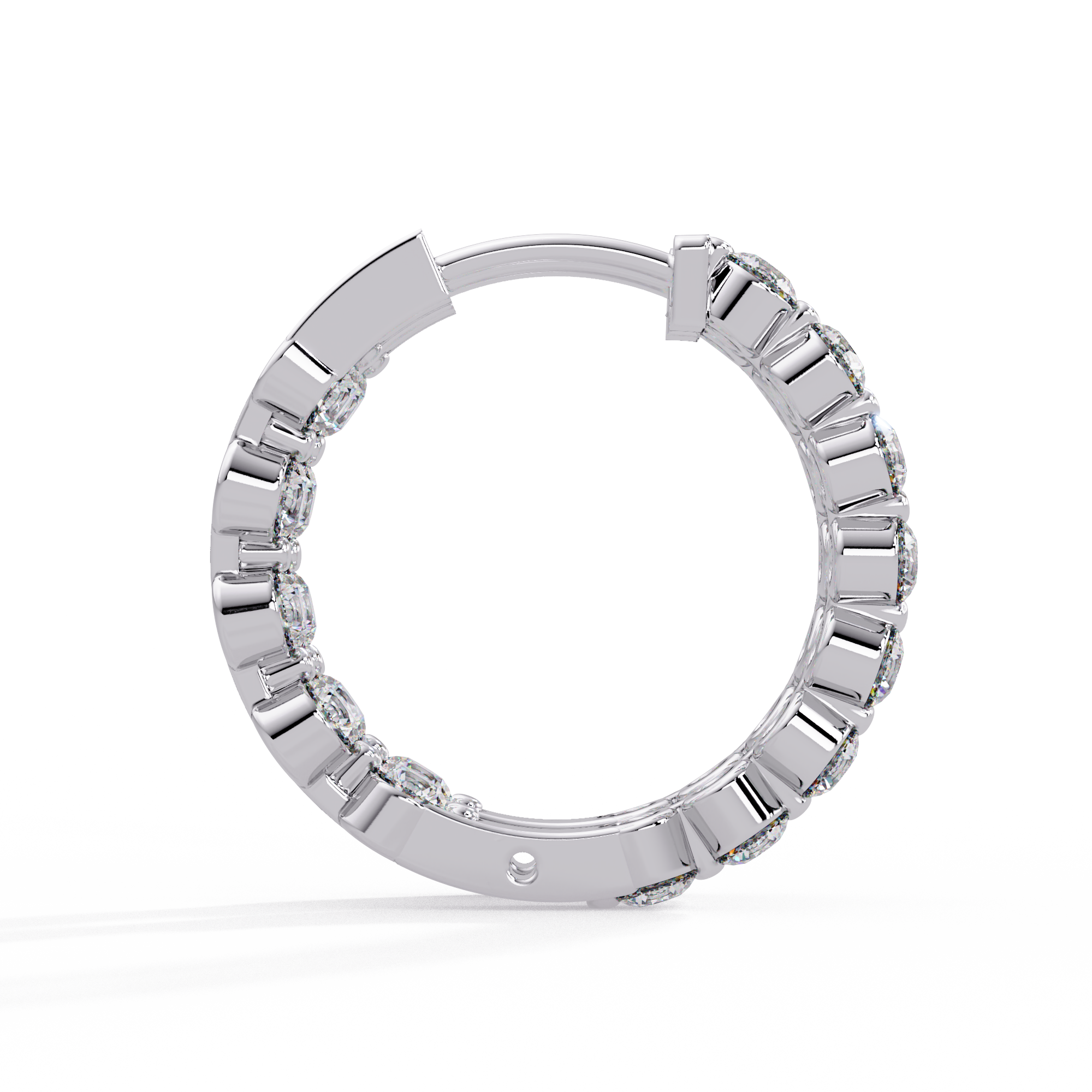 IGI Certified- 2 Ct. Lab Grown Diamond (VS/E-F) Out Bezel-Set Diamond Eternity Hoop Earrings