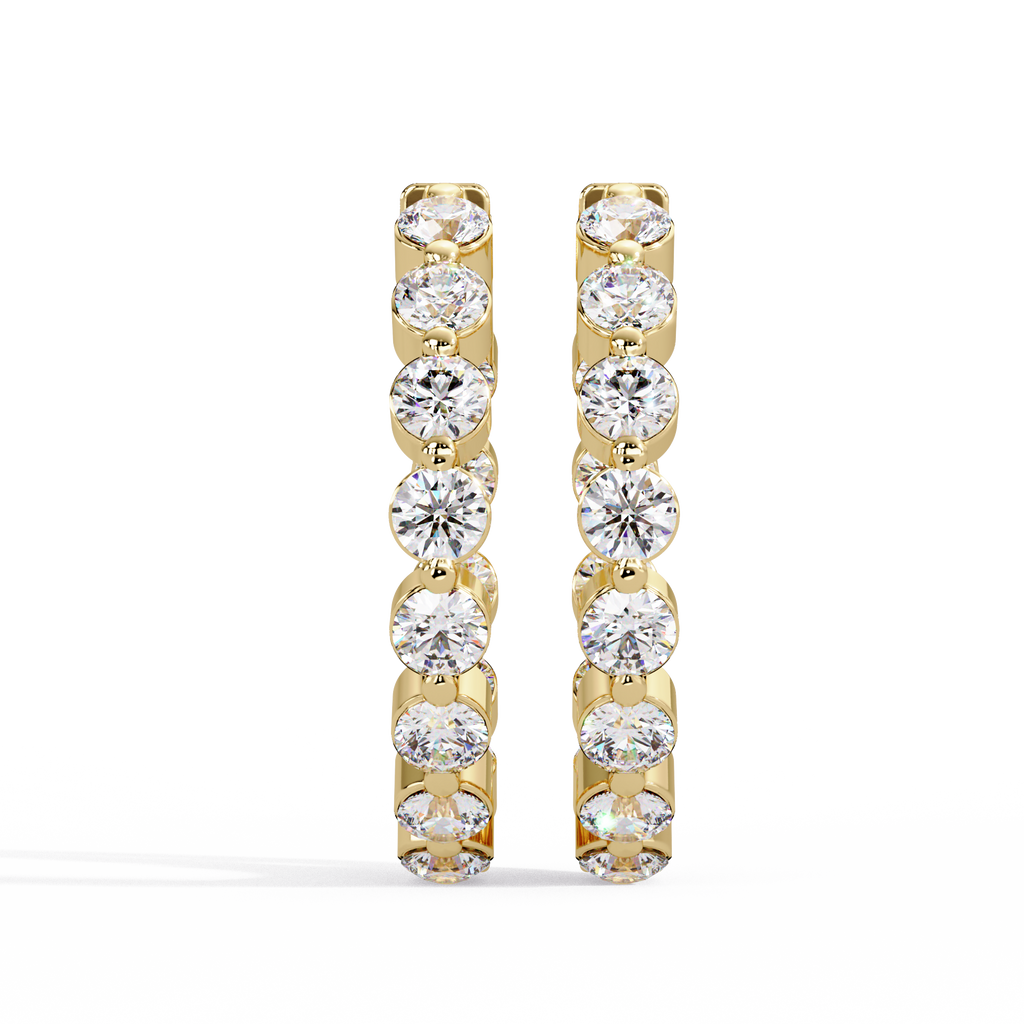 IGI Certified- 2 Ct. Lab Grown Diamond (VS/E-F) Out Bezel-Set Diamond Eternity Hoop Earrings