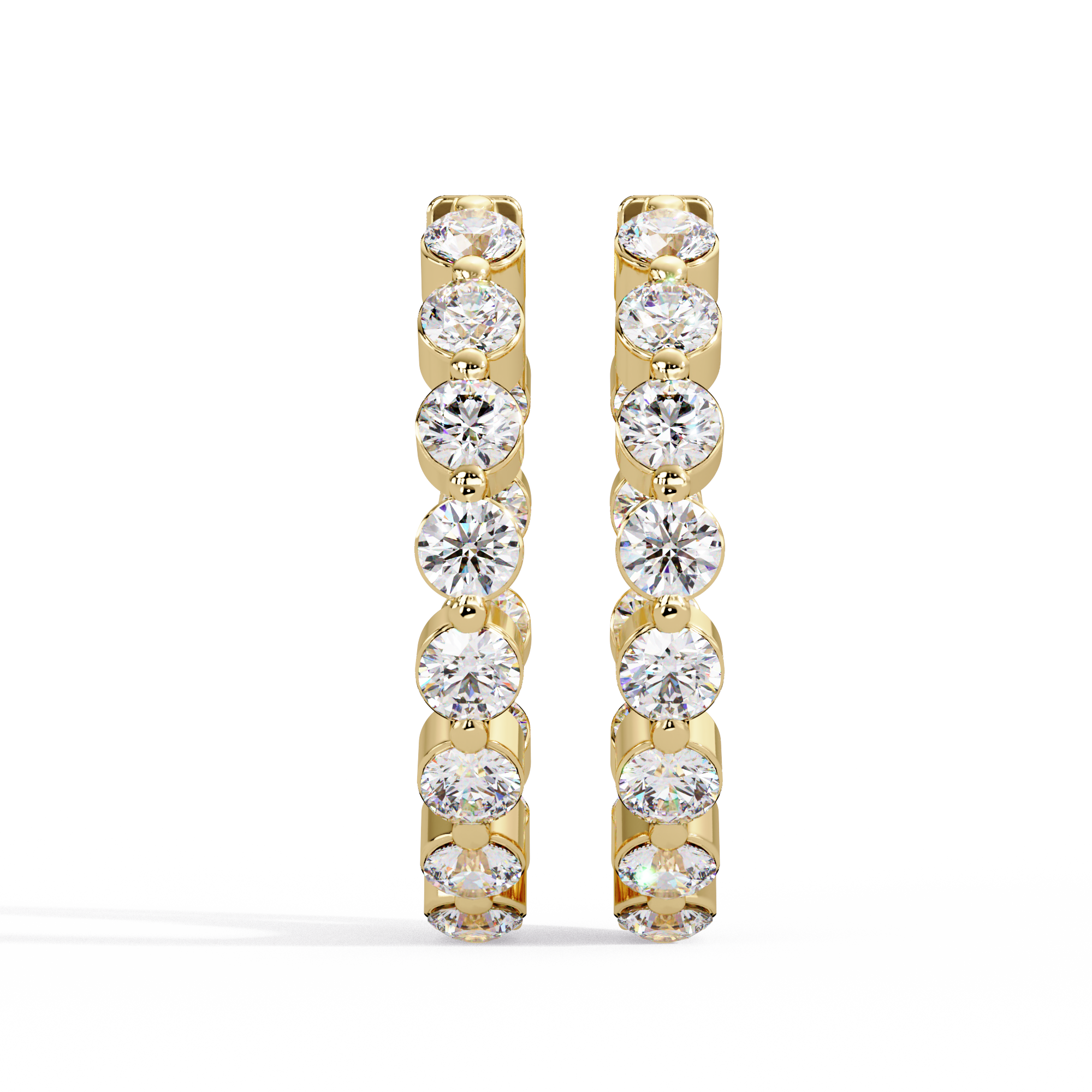 IGI Certified- 2 Ct. Lab Grown Diamond (VS/E-F) Out Bezel-Set Diamond Eternity Hoop Earrings