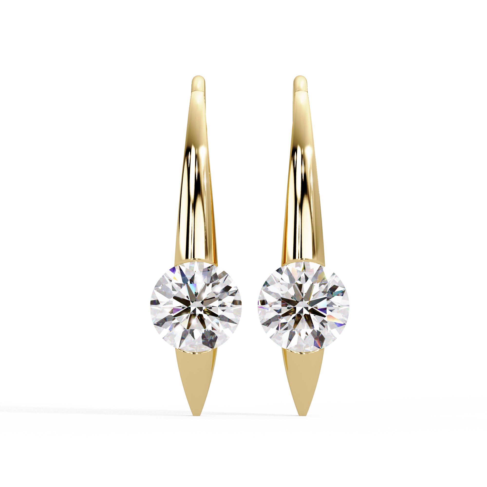 IGI Certified- 2 Ct. Lab Grown Diamond (VS/E-F) The Sculpted Gold & Diamond Solitaire Hooks Earrings