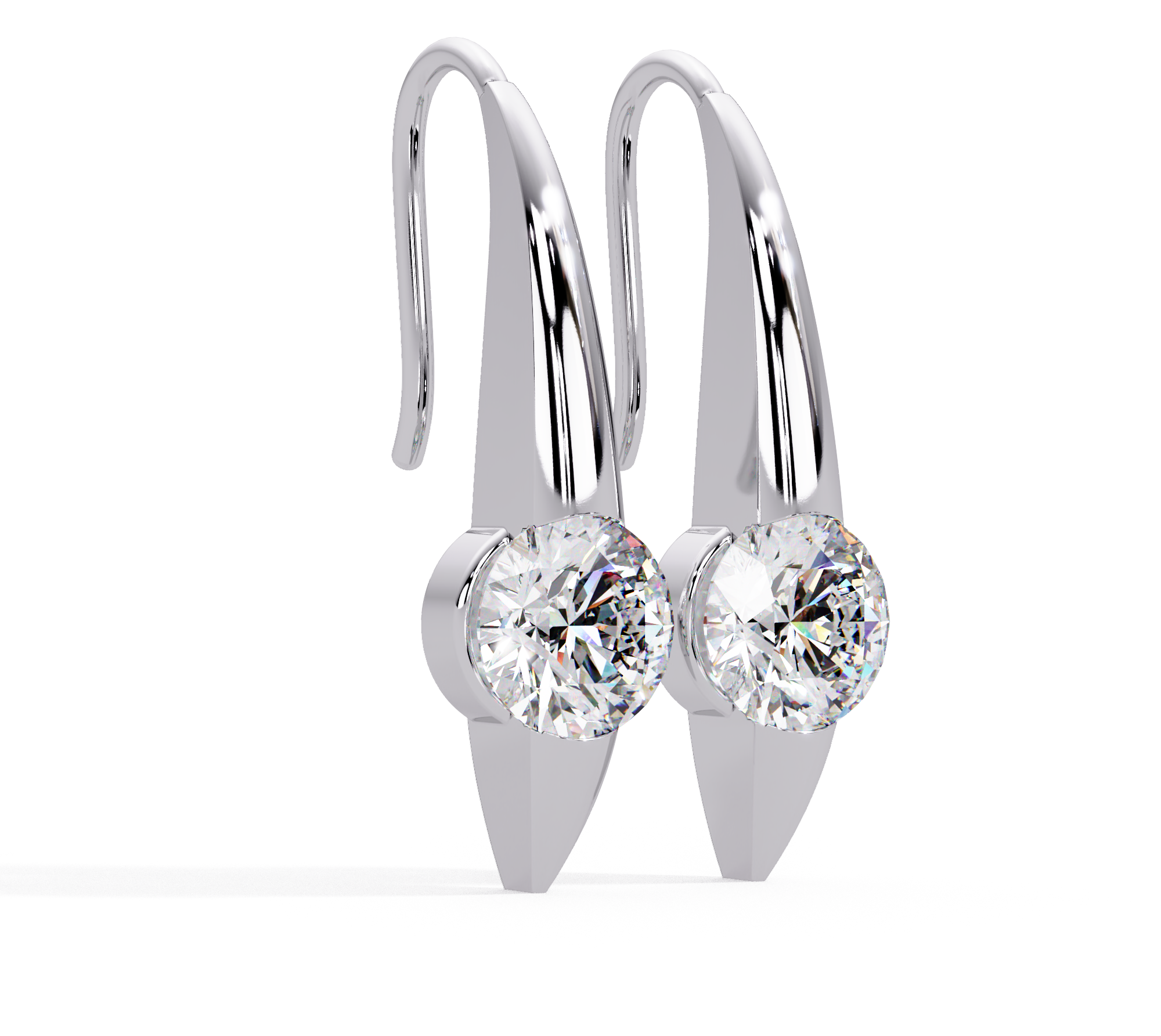 IGI Certified- 2 Ct. Lab Grown Diamond (VS/E-F) The Sculpted Gold & Diamond Solitaire Hooks Earrings