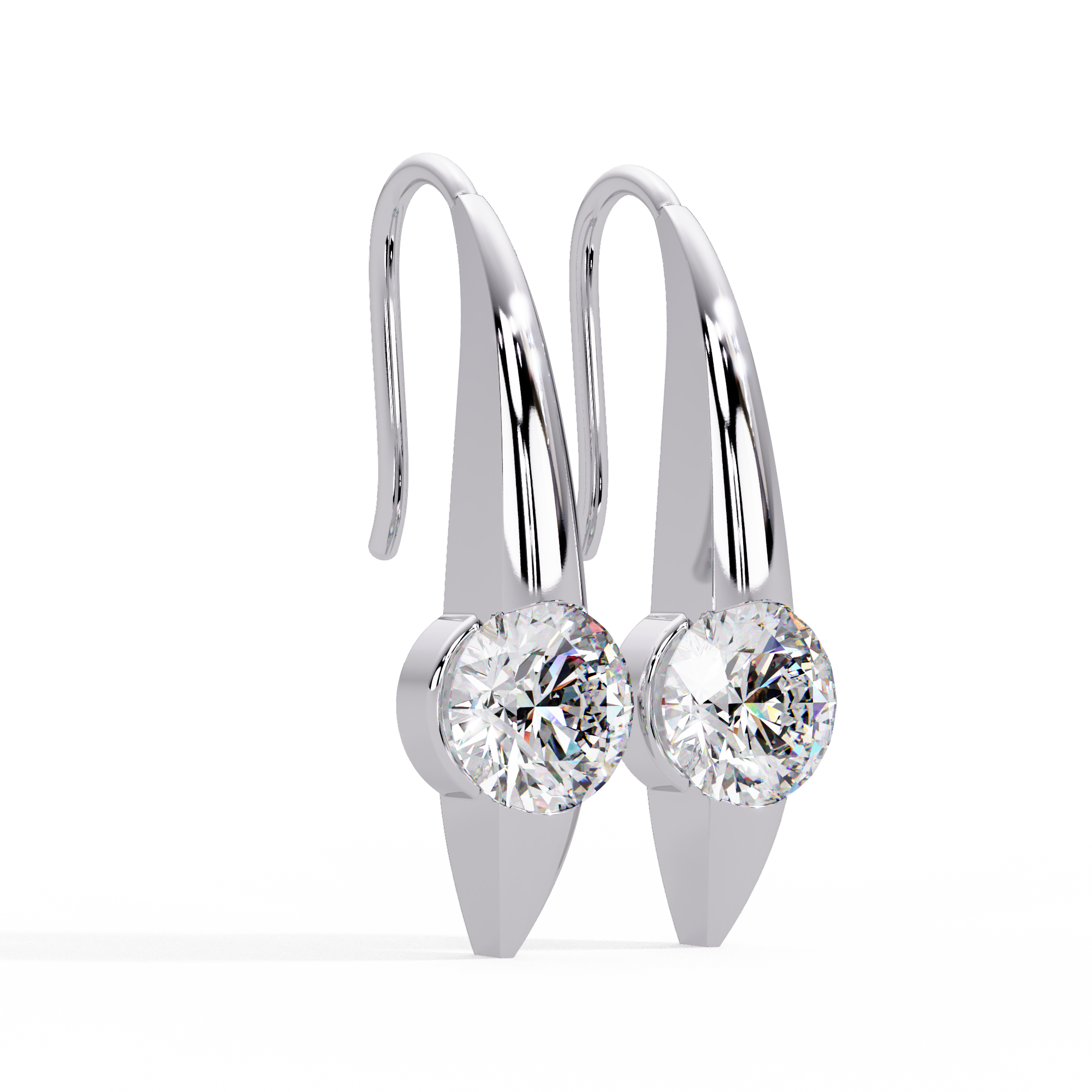 IGI Certified- 2 Ct. Lab Grown Diamond (VS/E-F) The Sculpted Gold & Diamond Solitaire Hooks Earrings