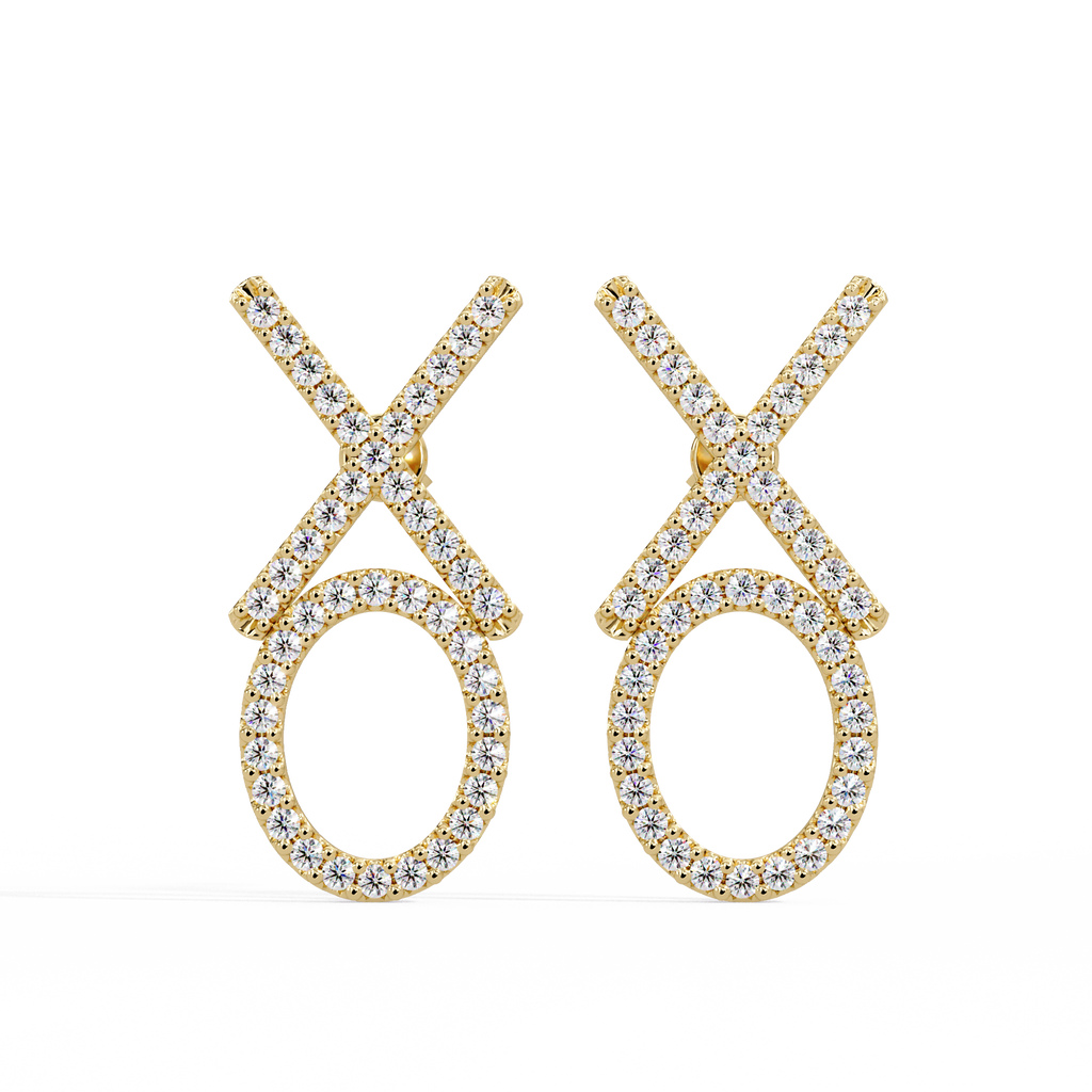 IGI Certified- 1 Ct. Lab Grown Diamond (VS/E-F) The "Hugs & Kisses" Diamond Earrings – Sentimental XO Drop Earrings