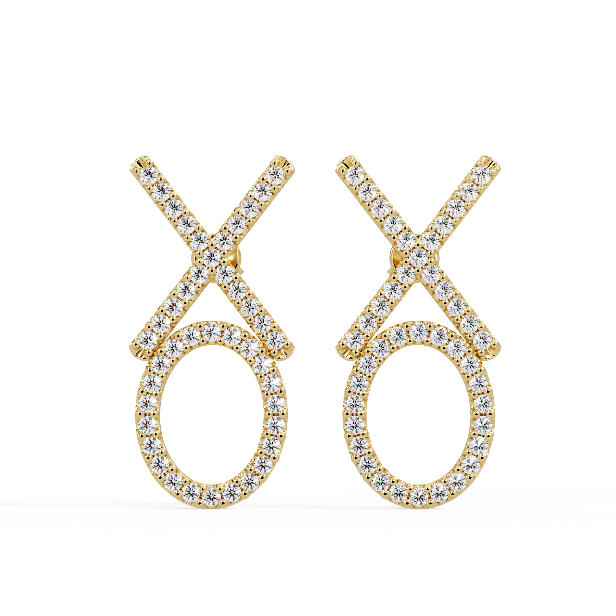 IGI Certified- 1 Ct. Lab Grown Diamond (VS/E-F) The "Hugs & Kisses" Diamond Earrings – Sentimental XO Drop Earrings