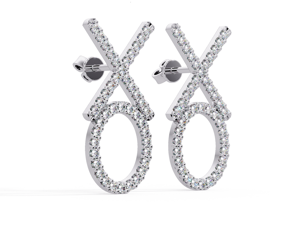 IGI Certified- 1 Ct. Lab Grown Diamond (VS/E-F) The "Hugs & Kisses" Diamond Earrings – Sentimental XO Drop Earrings