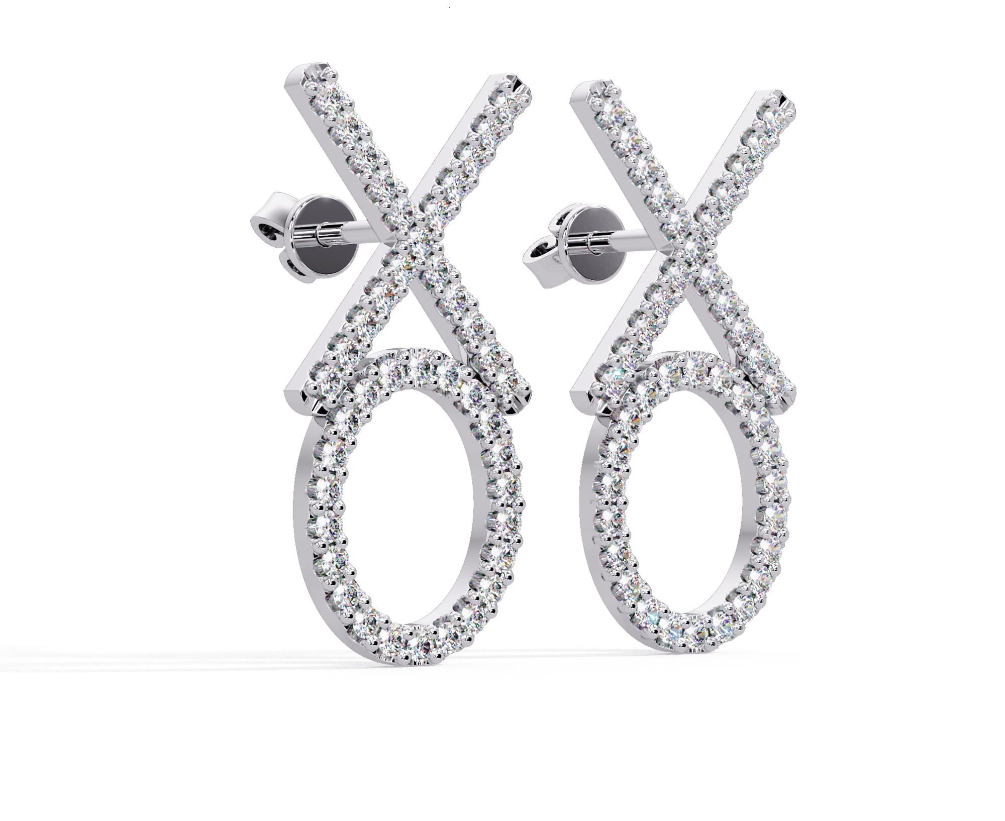 IGI Certified- 1 Ct. Lab Grown Diamond (VS/E-F) The "Hugs & Kisses" Diamond Earrings – Sentimental XO Drop Earrings