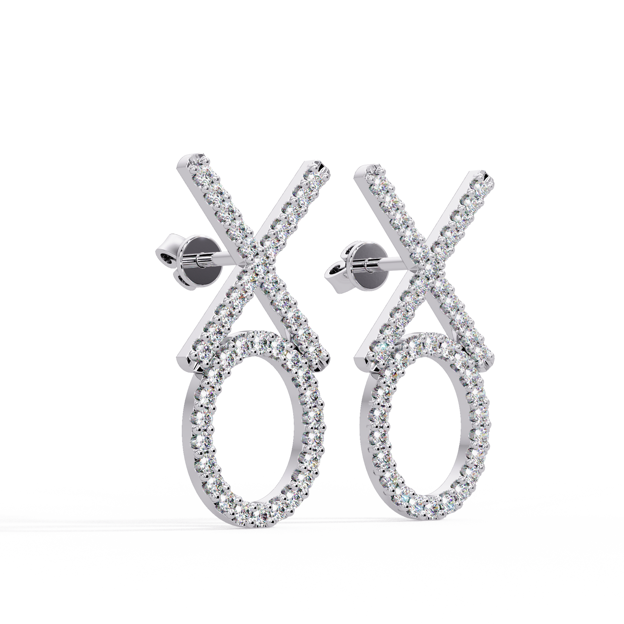 IGI Certified- 1 Ct. Lab Grown Diamond (VS/E-F) The "Hugs & Kisses" Diamond Earrings – Sentimental XO Drop Earrings