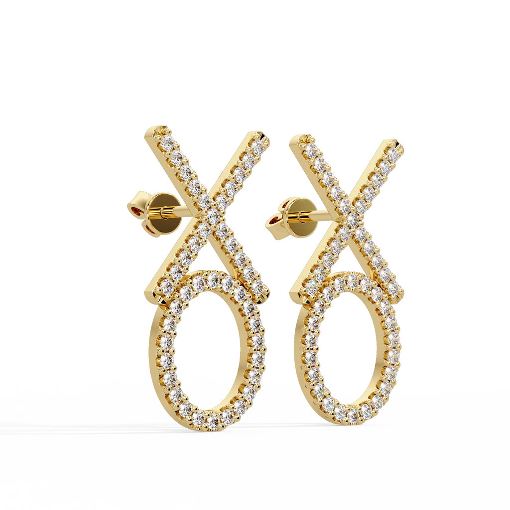 IGI Certified- 1 Ct. Lab Grown Diamond (VS/E-F) The "Hugs & Kisses" Diamond Earrings – Sentimental XO Drop Earrings