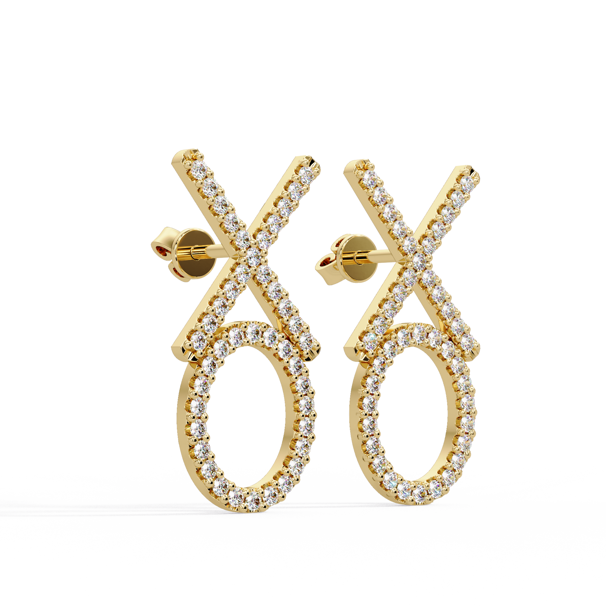IGI Certified- 1 Ct. Lab Grown Diamond (VS/E-F) The "Hugs & Kisses" Diamond Earrings – Sentimental XO Drop Earrings
