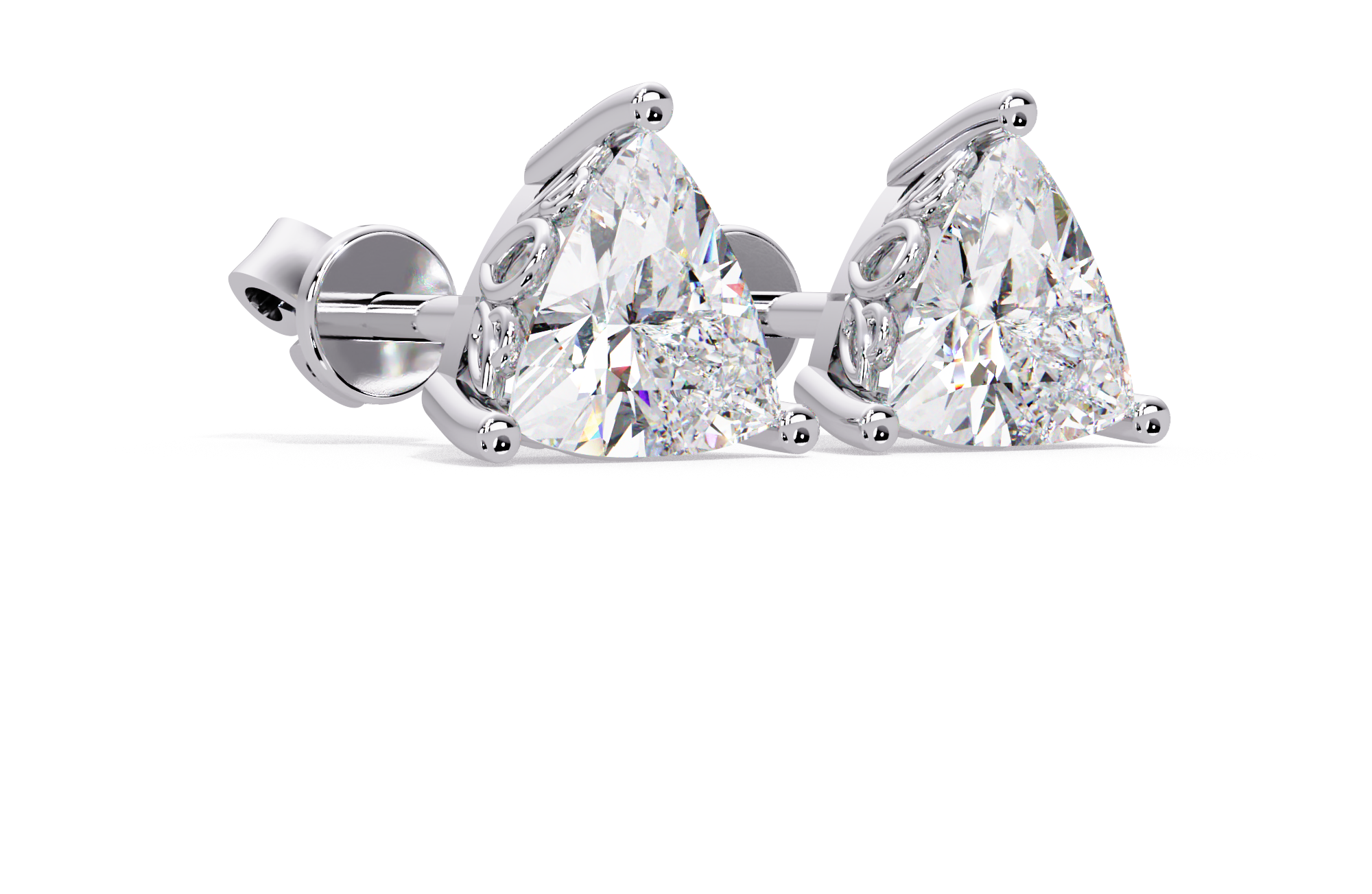 IGI Certified- 2 Ct. Lab Grown Diamond (VS/E-F) The Aurora Trillion Diamond Stud Earrings