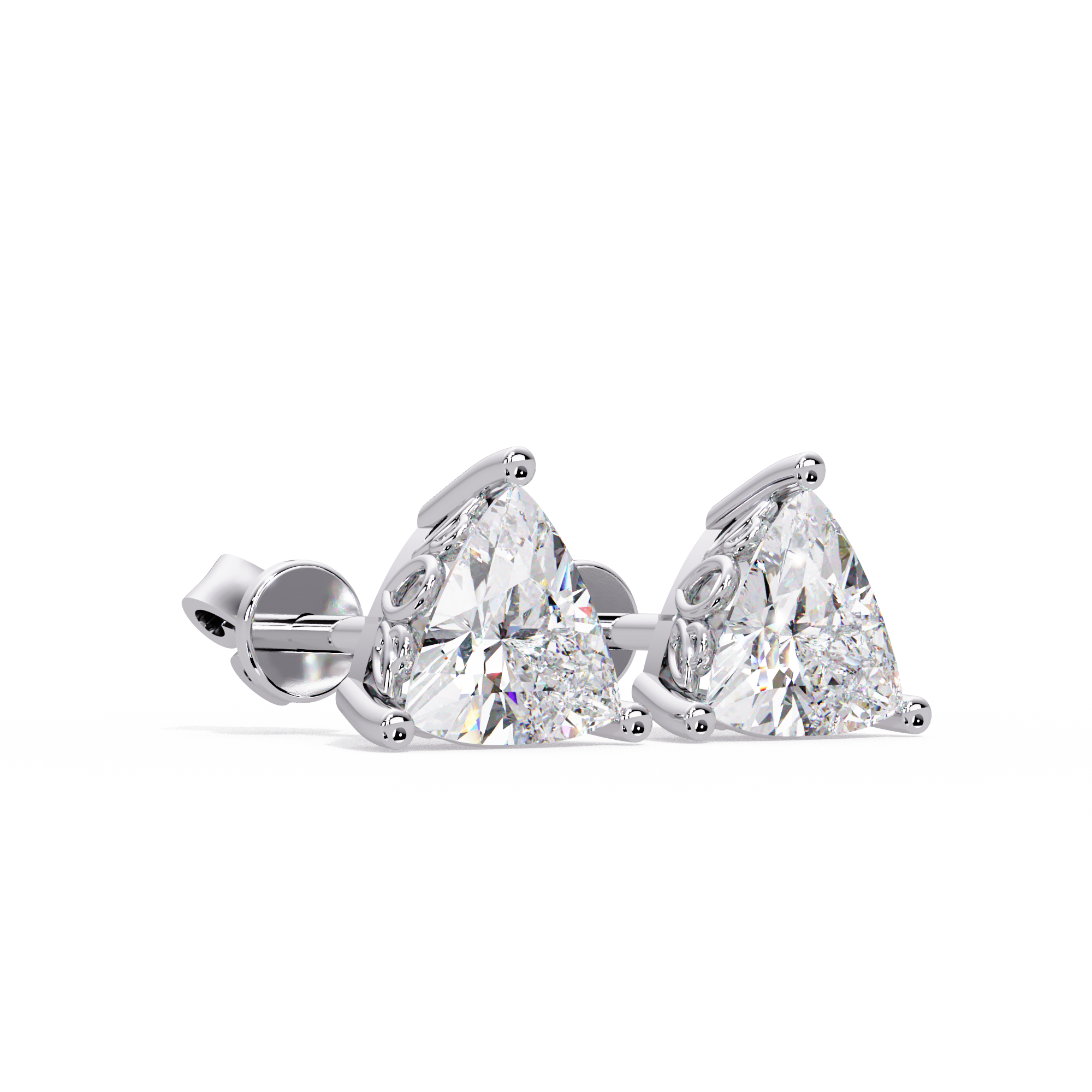 IGI Certified- 2 Ct. Lab Grown Diamond (VS/E-F) The Aurora Trillion Diamond Stud Earrings