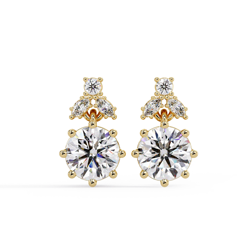 IGI Certified- 2 Ct. Lab Grown Diamond (VS/E-F) Elegant Diamond Cluster Drop Earrings