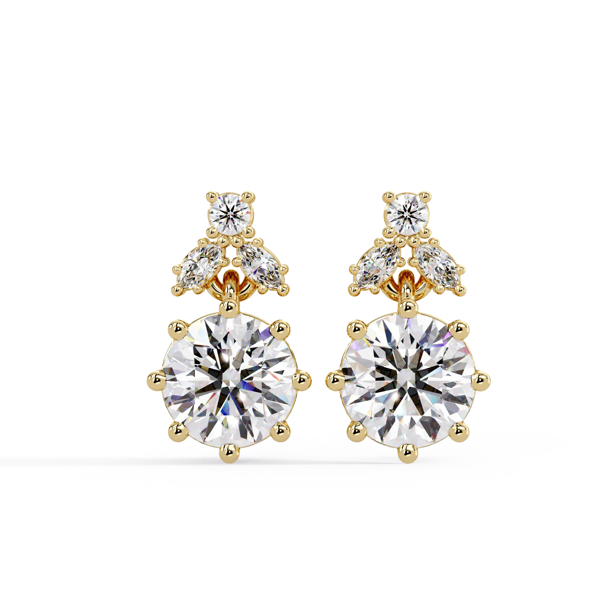 IGI Certified- 2 Ct. Lab Grown Diamond (VS/E-F) Elegant Diamond Cluster Drop Earrings