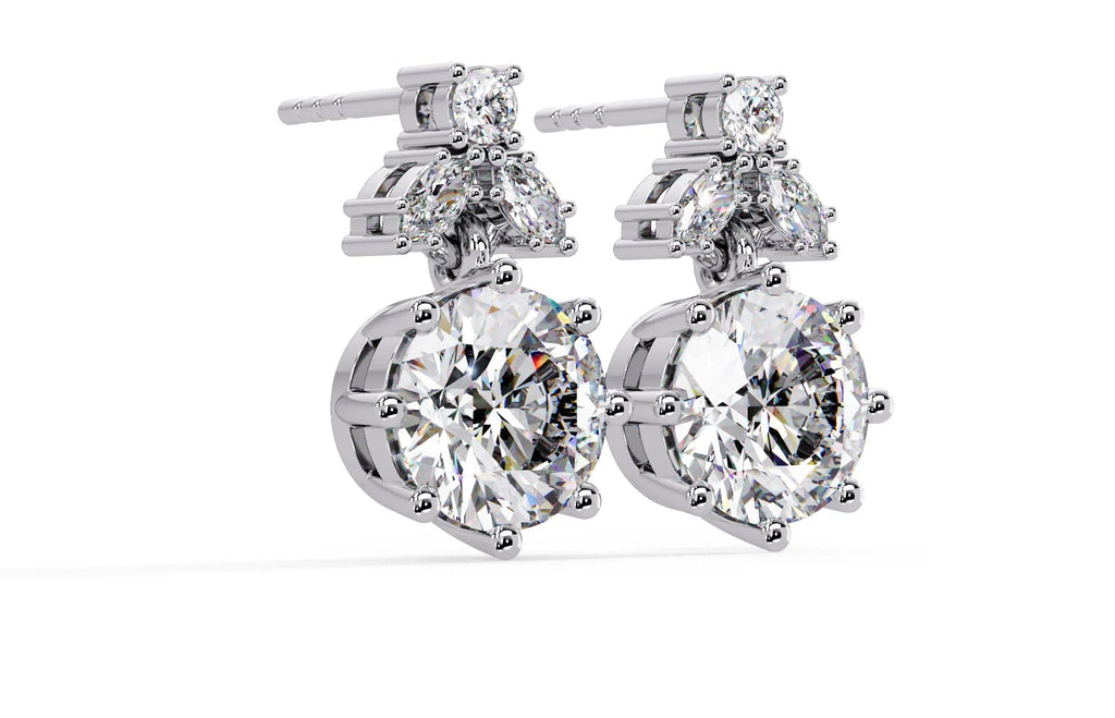 IGI Certified- 2 Ct. Lab Grown Diamond (VS/E-F) Elegant Diamond Cluster Drop Earrings