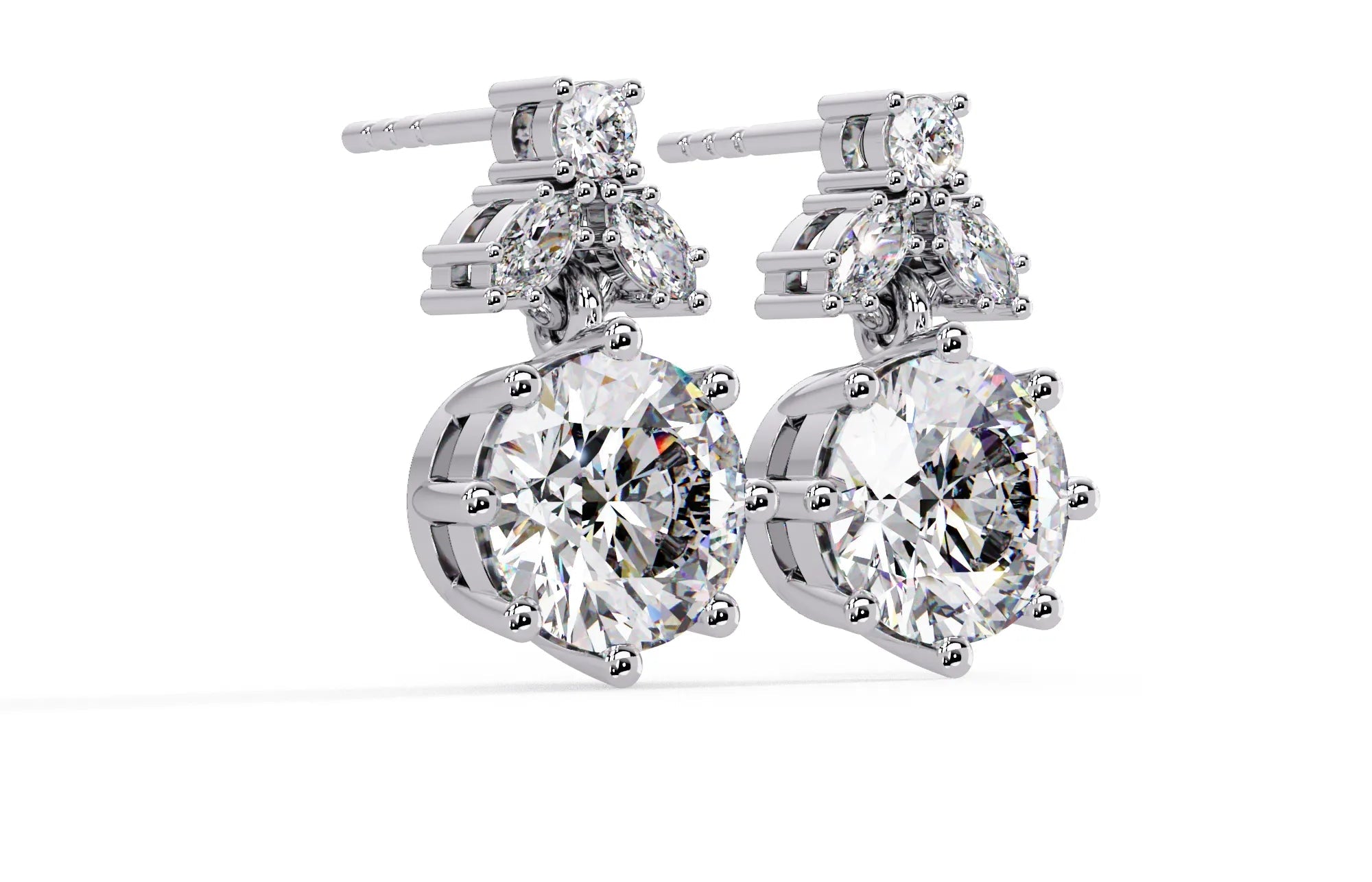 IGI Certified- 2 Ct. Lab Grown Diamond (VS/E-F) Elegant Diamond Cluster Drop Earrings