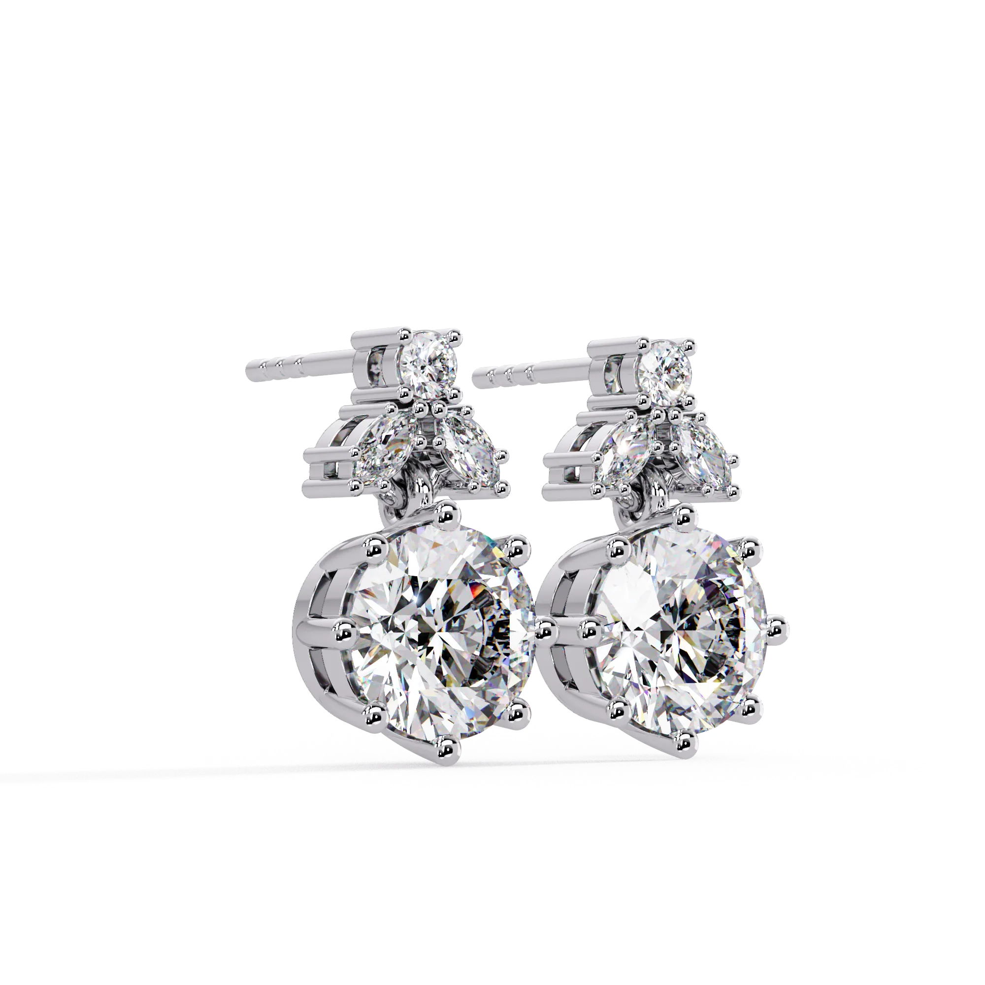 IGI Certified- 2 Ct. Lab Grown Diamond (VS/E-F) Elegant Diamond Cluster Drop Earrings