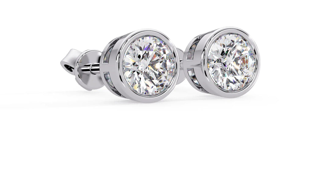 IGI Certified-1.5 Ct. Lab Grown Diamond (VS/E-F) Classic Bezel Set Diamond Stud Earring